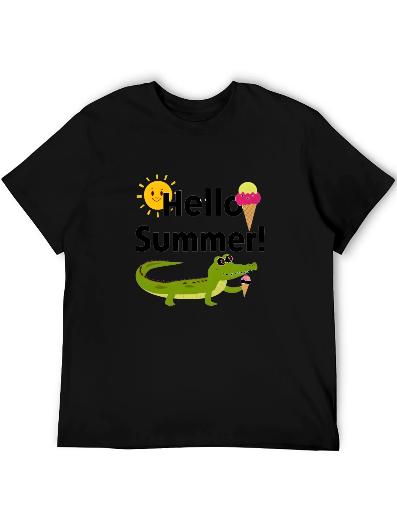 Hello Summer Crocodile Ice Cream Graphic Tee