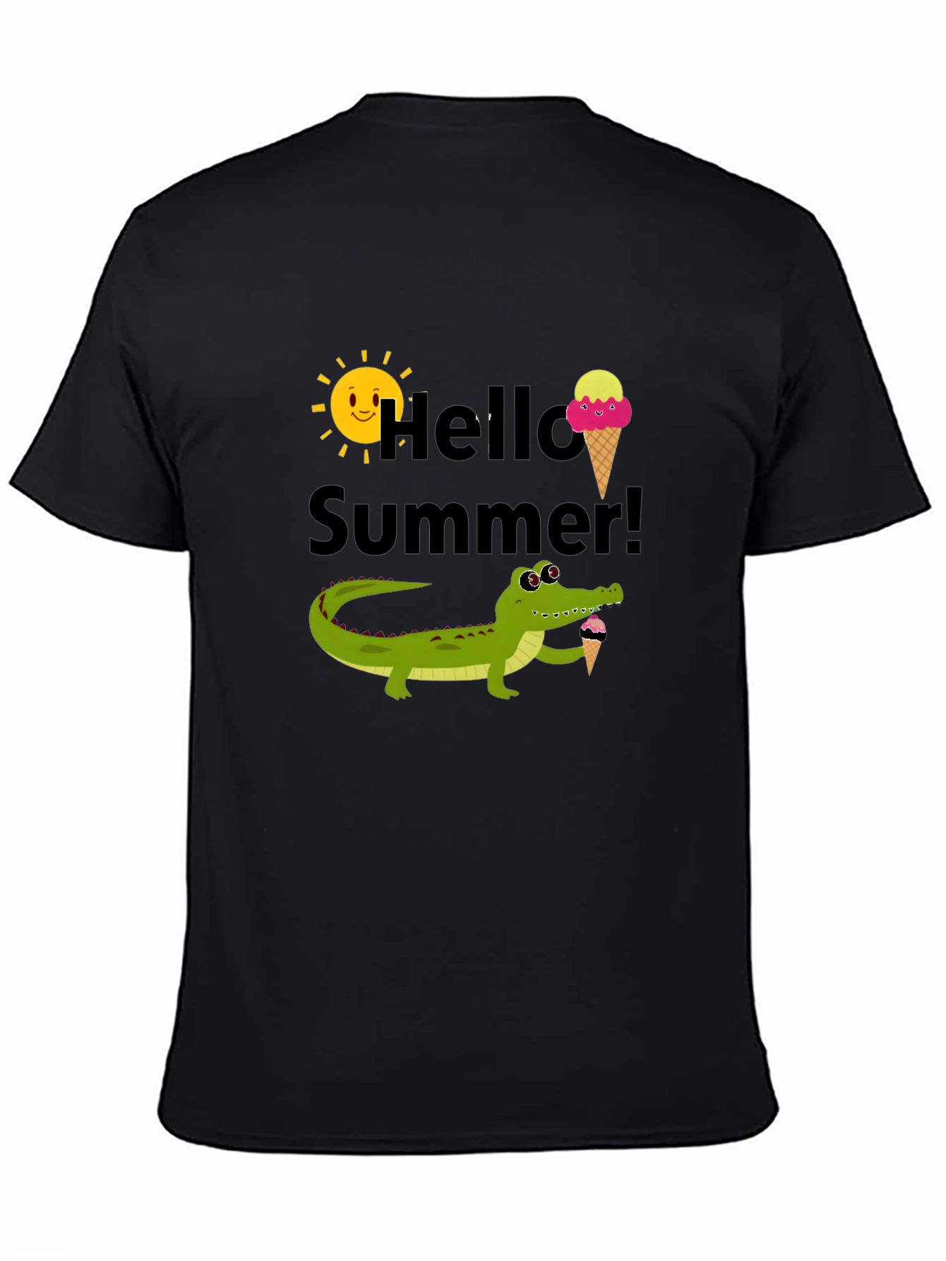 Hello Summer Crocodile Ice Cream Graphic Tee