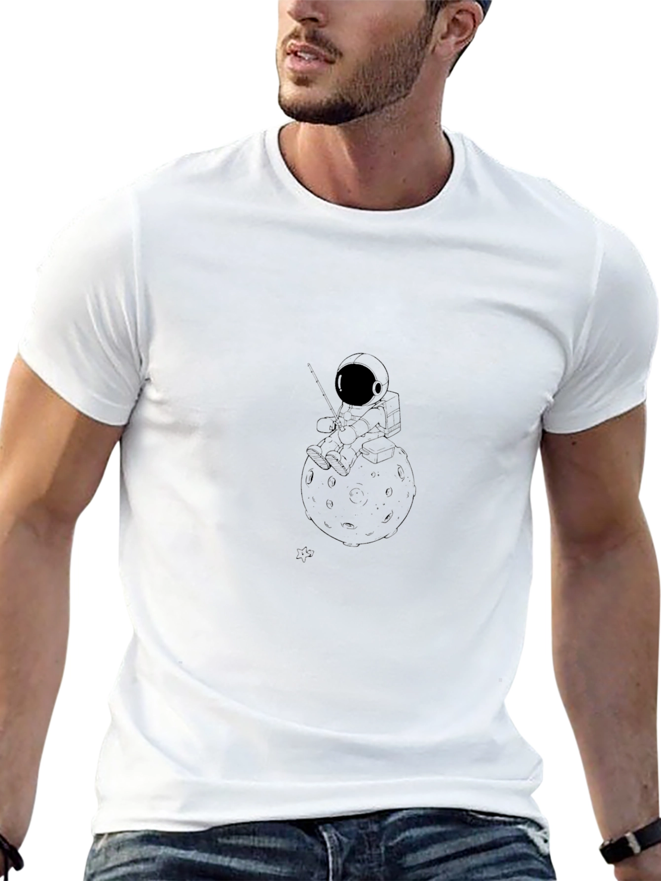 Astronaut Moon Black T-Shirt - Space Graphic Tee