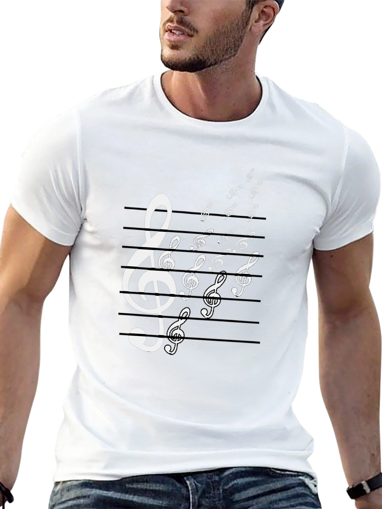 Musical Note T-Shirt - Black Cotton Graphic Tee