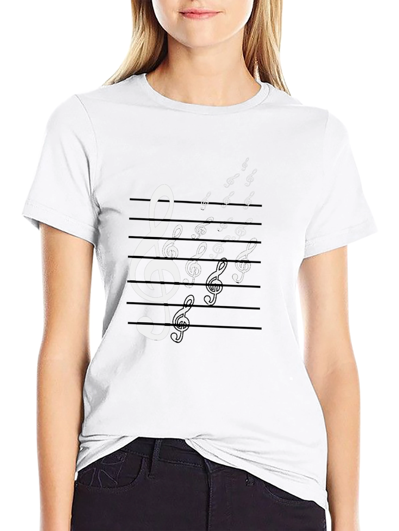 Musical Note T-Shirt - Black Cotton Graphic Tee