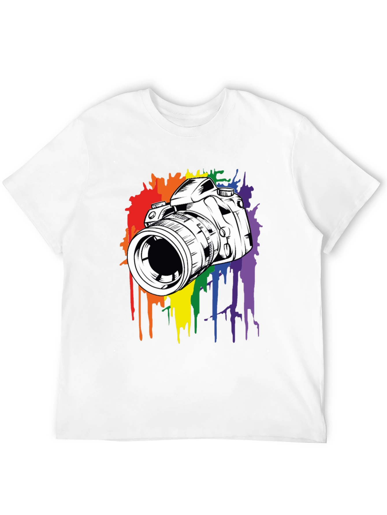 Rainbow Camera Graphic Black T-Shirt