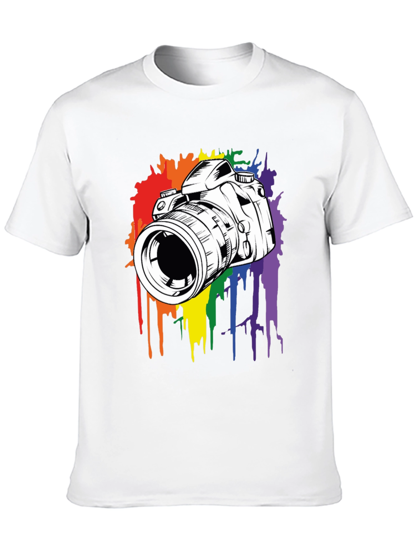Rainbow Camera Graphic Black T-Shirt
