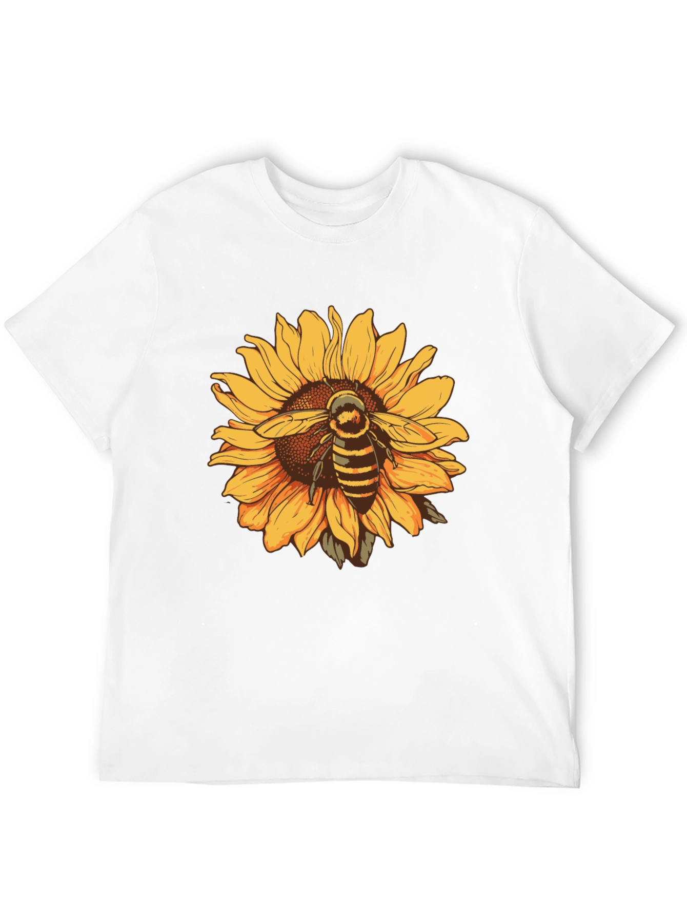 Sunflower & Bee Graphic Black T-Shirt