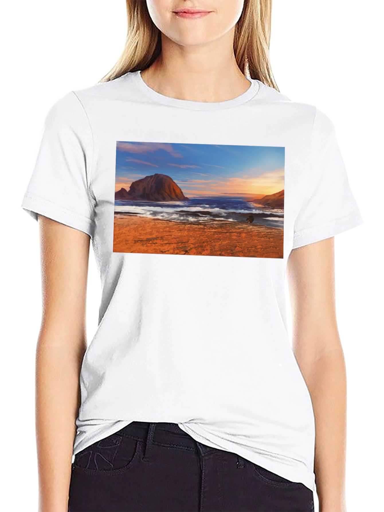 Beachscape Graphic Tee - Black Short Sleeve
