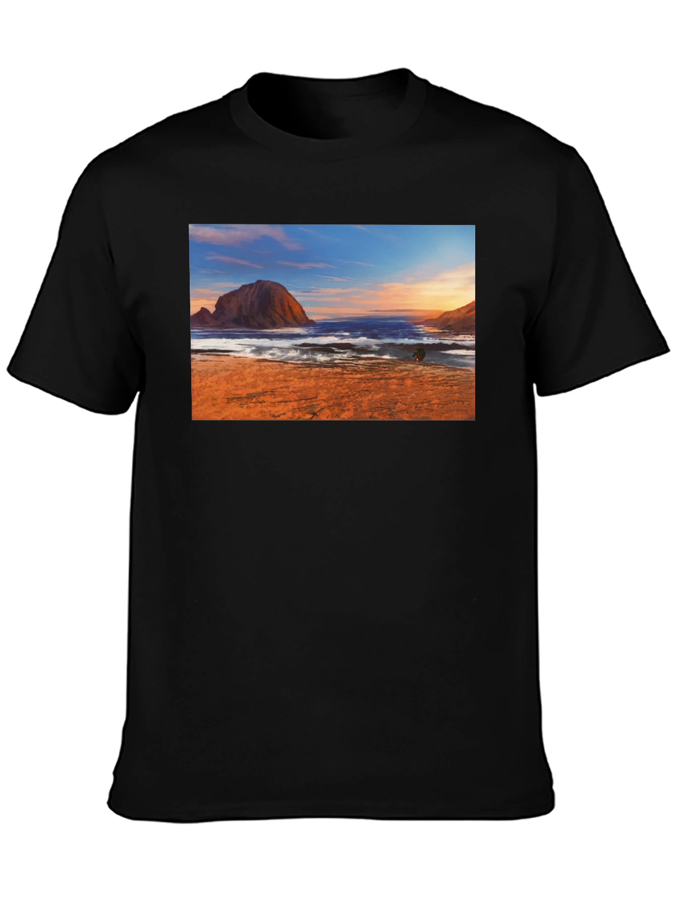 Beachscape Graphic Tee - Black Short Sleeve