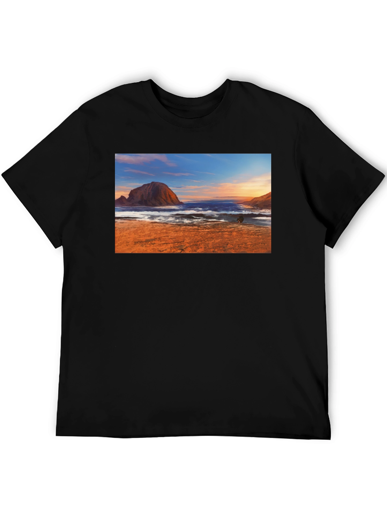 Beachscape Graphic Tee - Black Short Sleeve