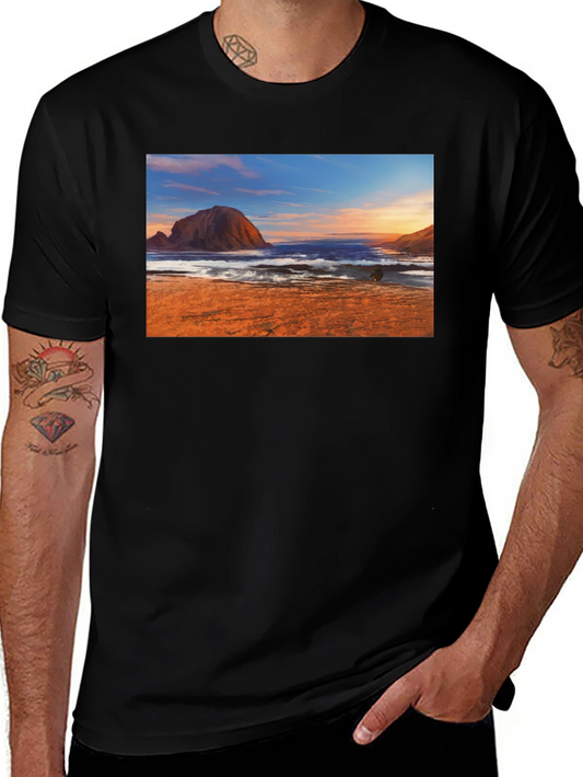 Beachscape Graphic Tee - Black Short Sleeve