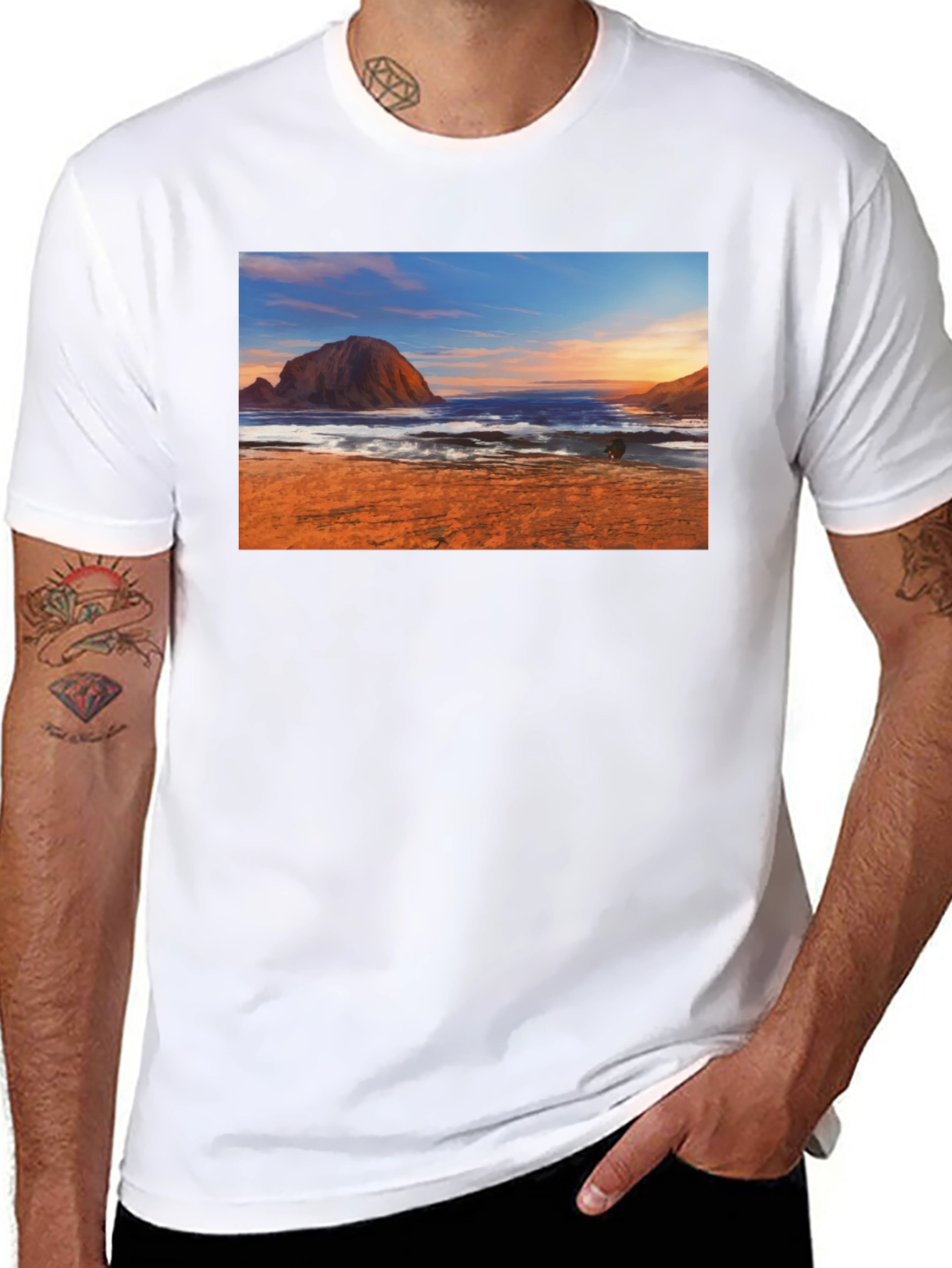 Beachscape Graphic Tee - Black Short Sleeve
