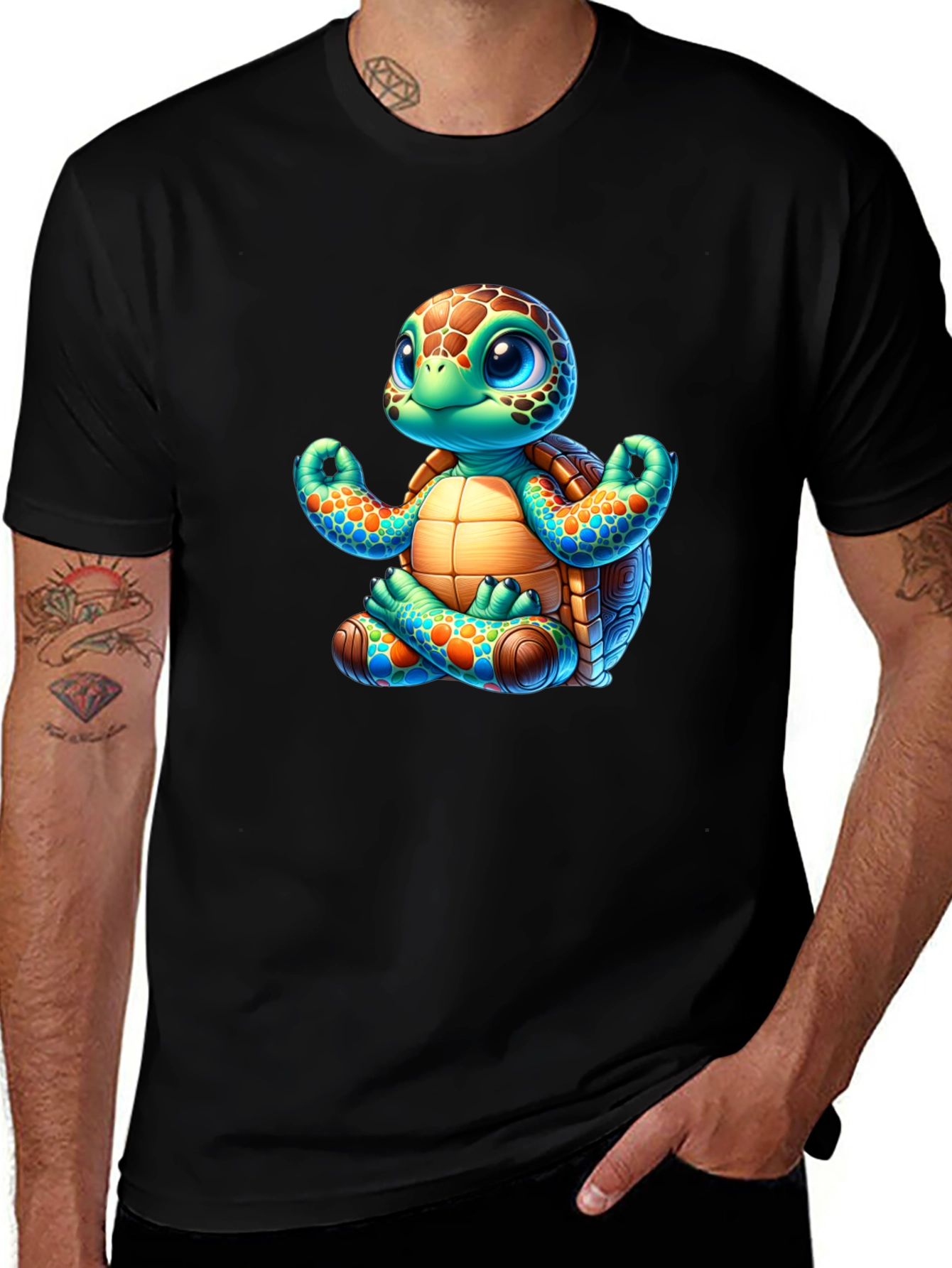 Meditating Turtle Graphic Tee - Yoga Animal Shirt