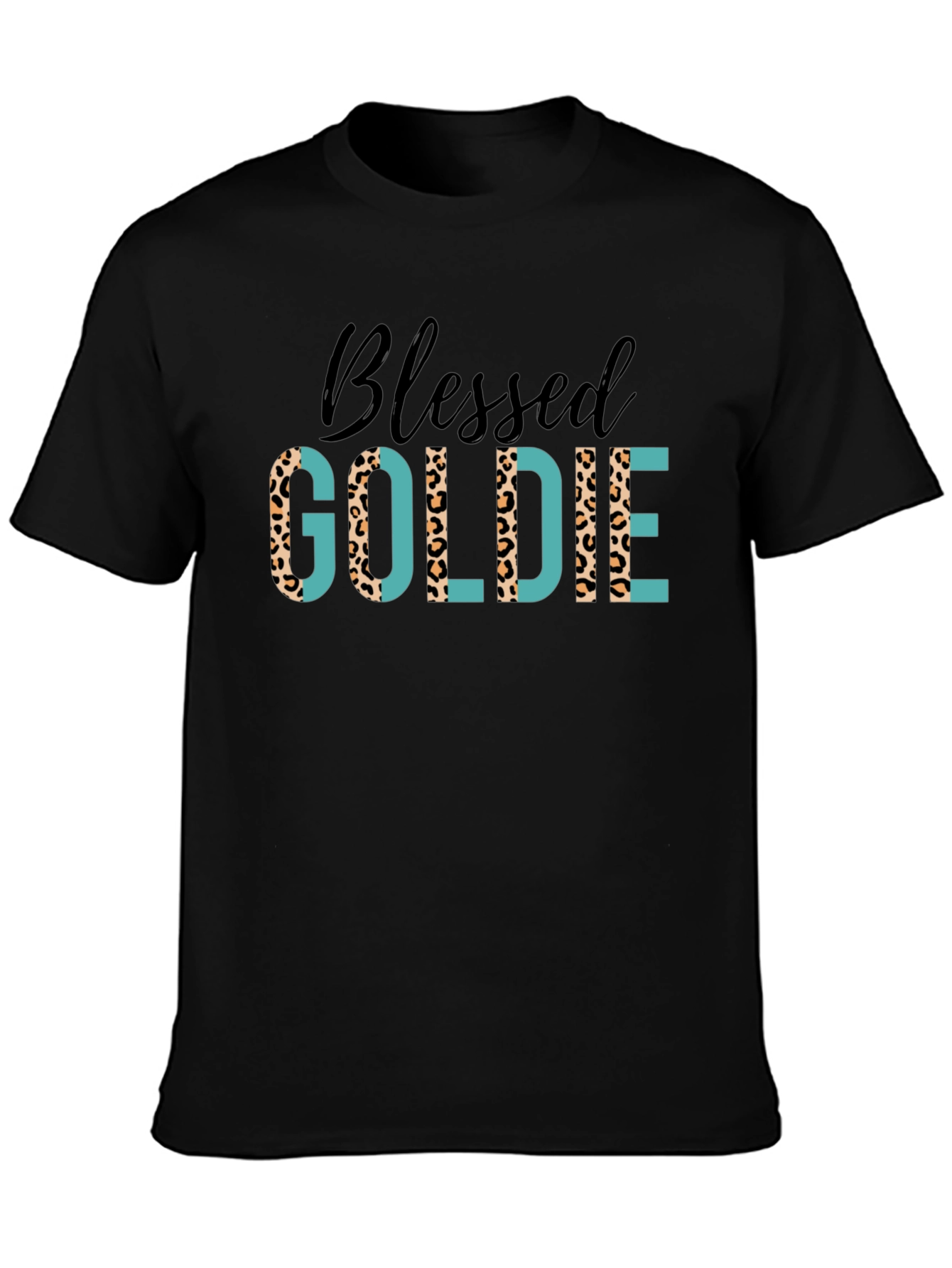 Blessed Goldie Tee - Leopard Print Design