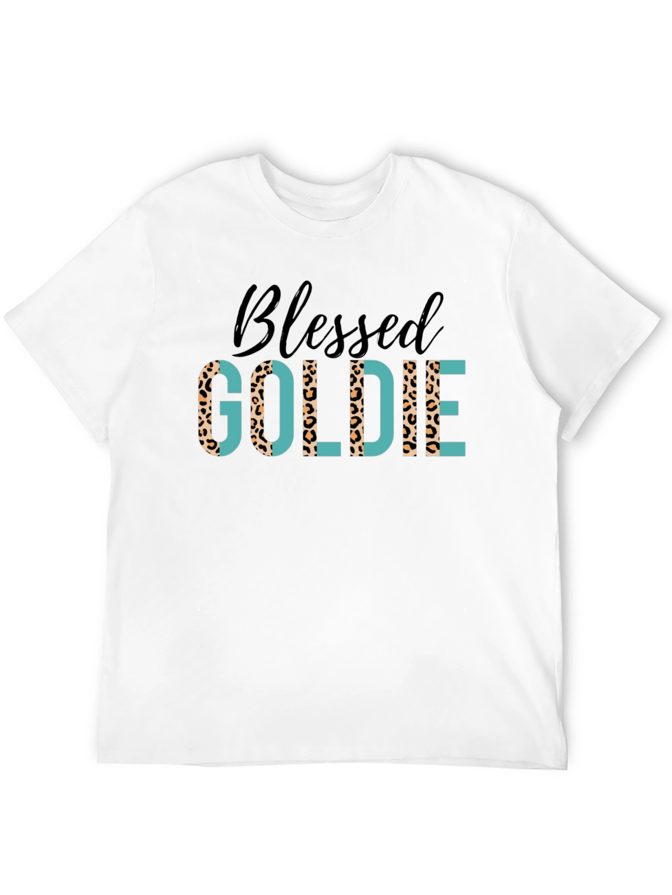 Blessed Goldie Tee - Leopard Print Design