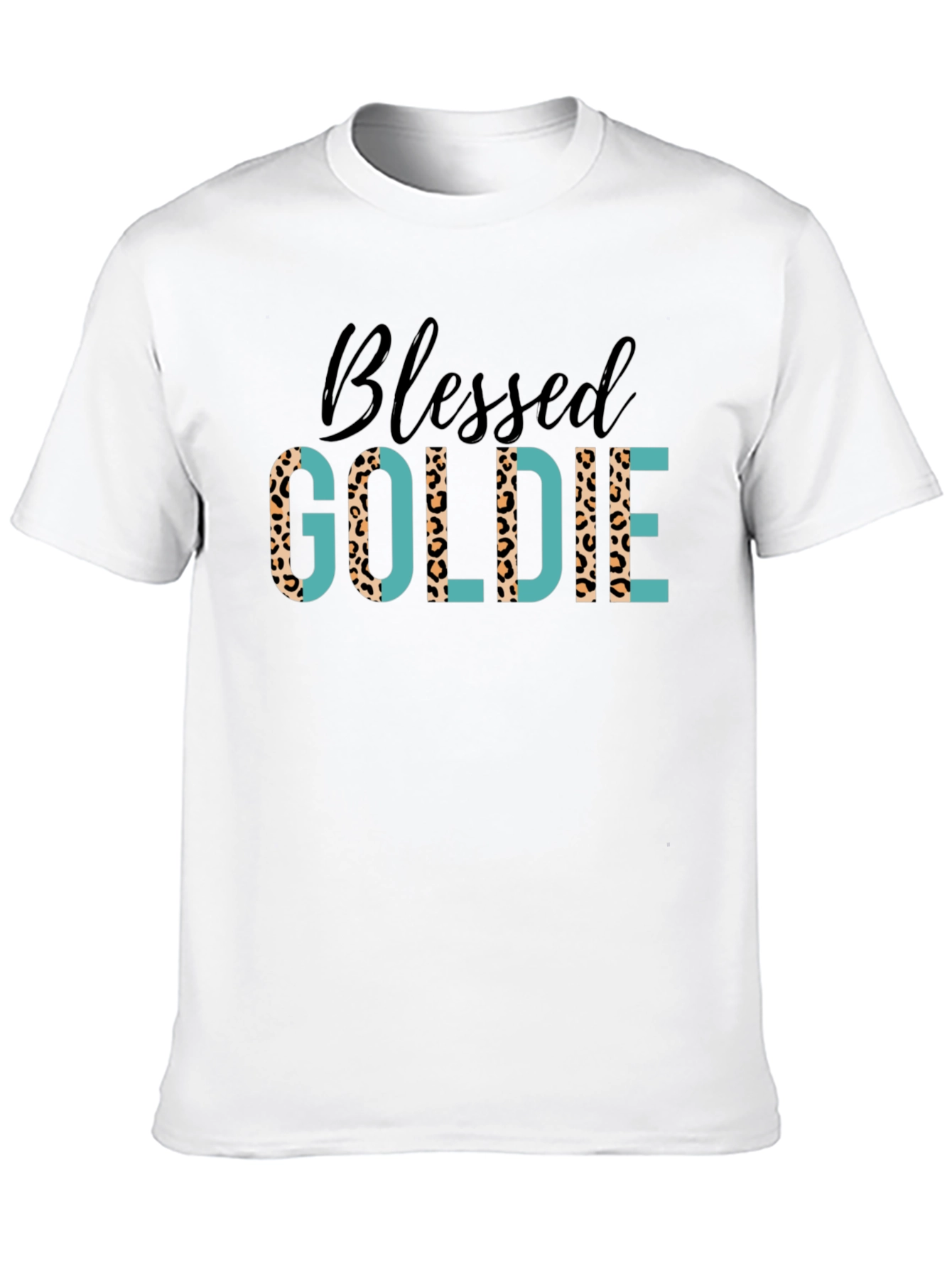 Blessed Goldie Tee - Leopard Print Design