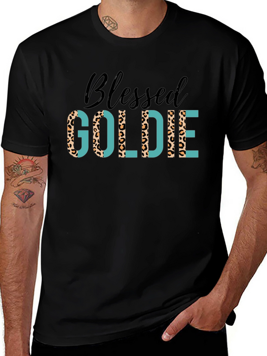 Blessed Goldie Tee - Leopard Print Design