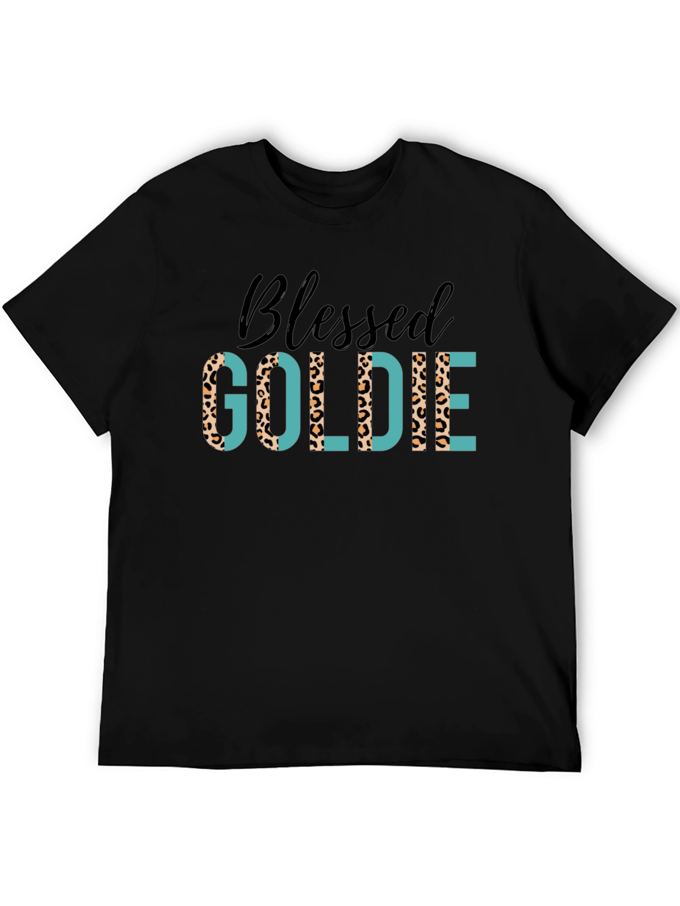 Blessed Goldie Tee - Leopard Print Design