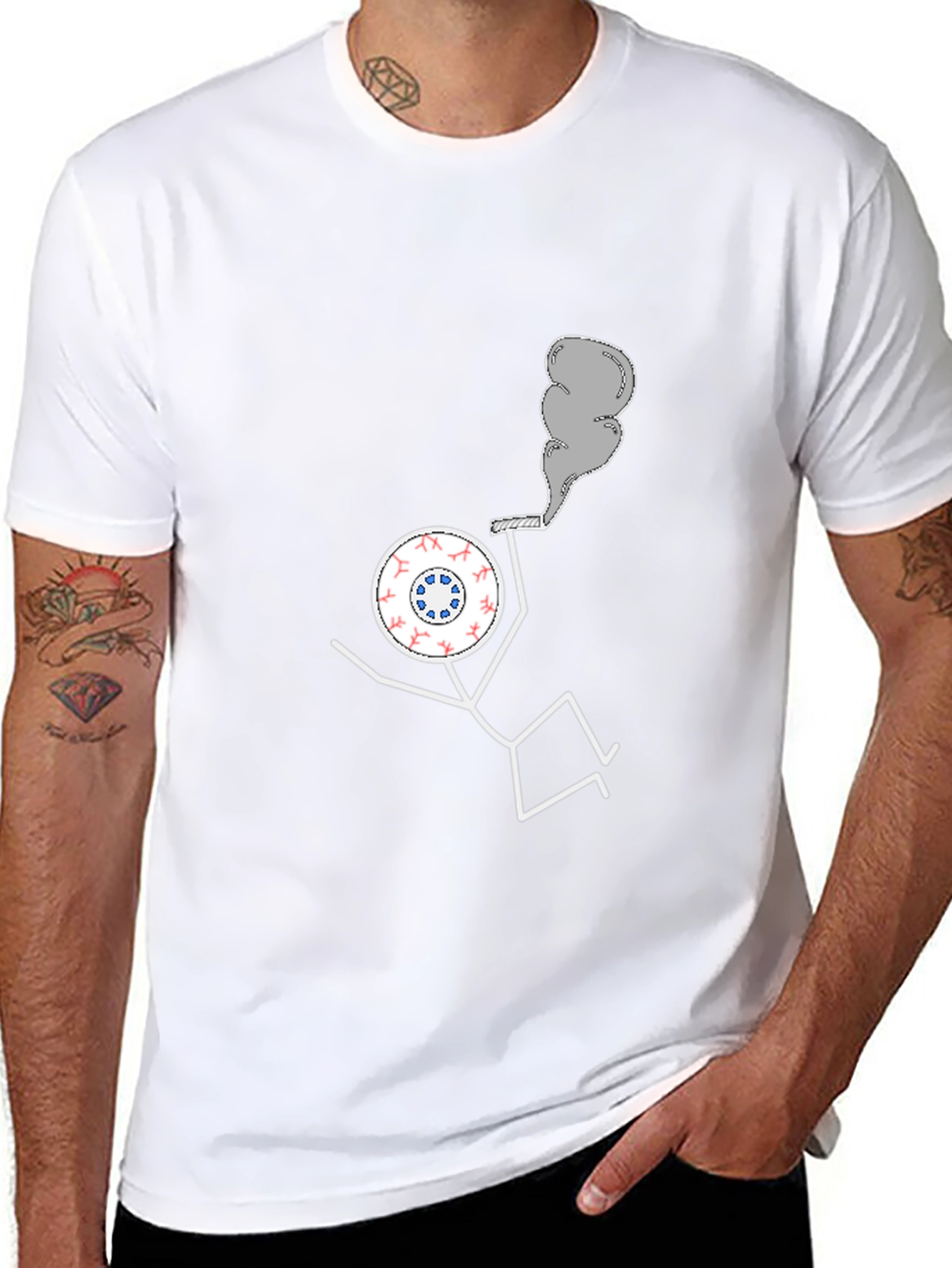 Novelty T-Shirt: Eyeball Man Smoking Pipe