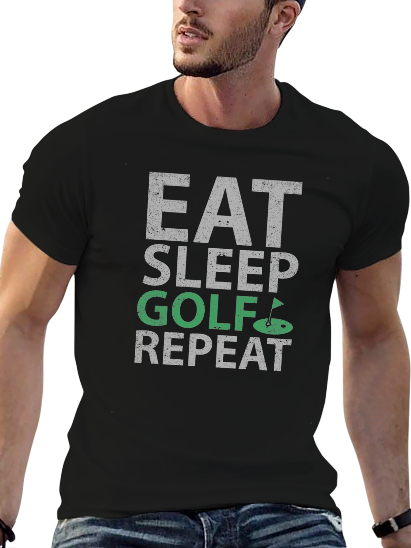 Eat Sleep Golf Repeat Graphic Tee