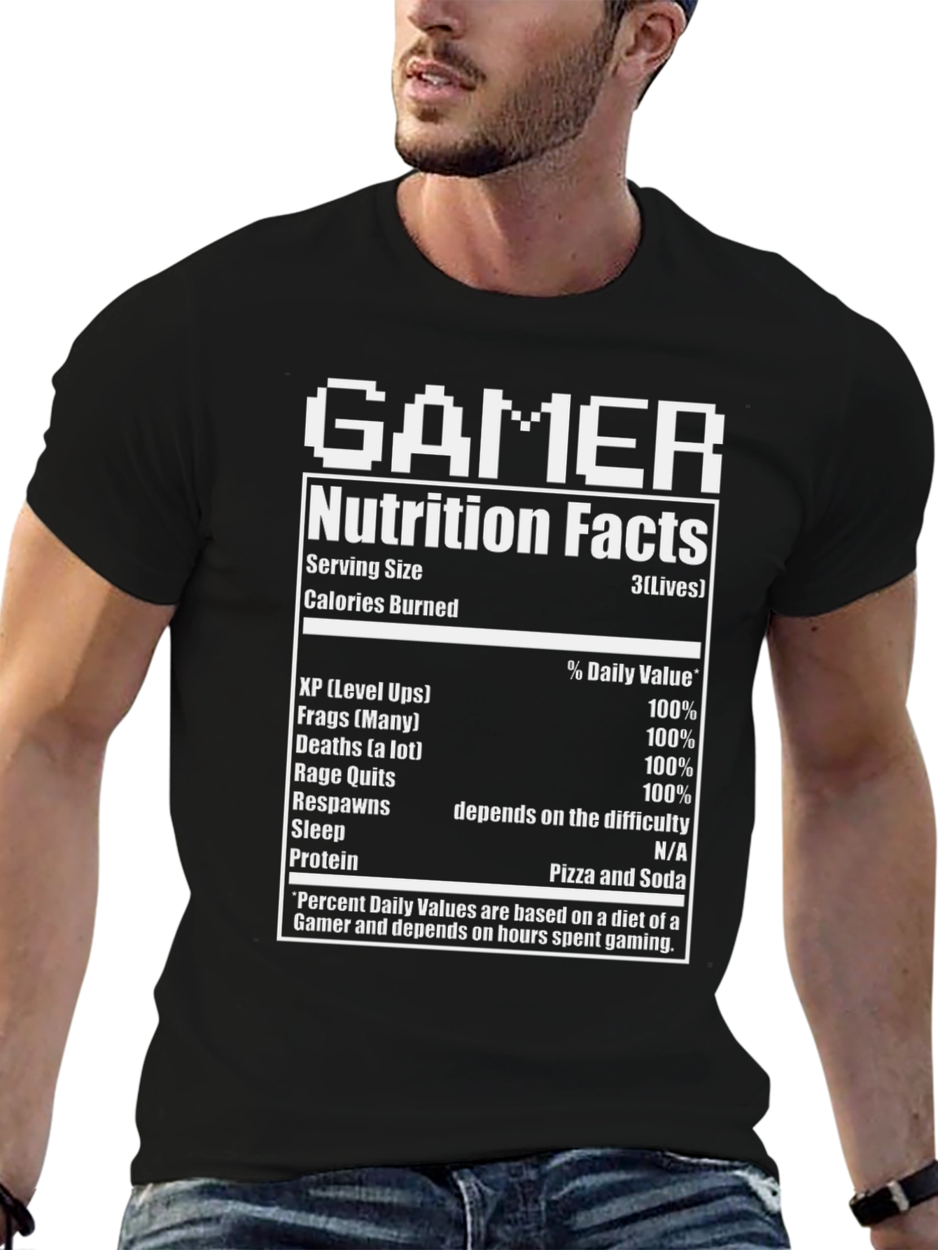 Gamer Nutrition Facts Graphic T-Shirt