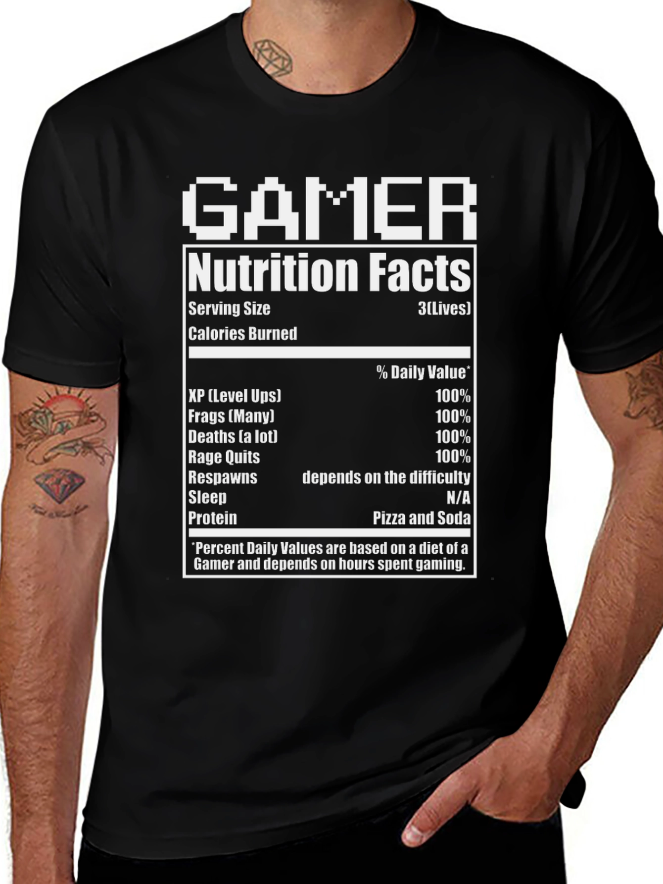 Gamer Nutrition Facts Graphic T-Shirt
