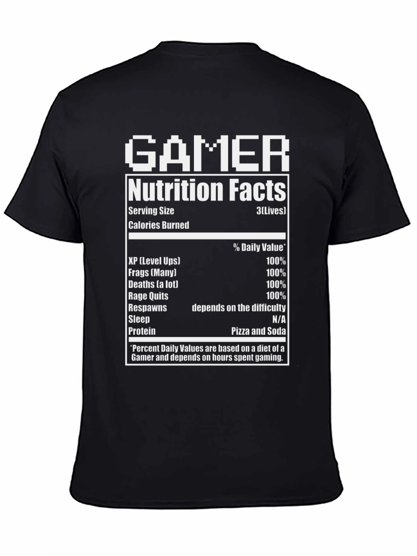 Gamer Nutrition Facts Graphic T-Shirt