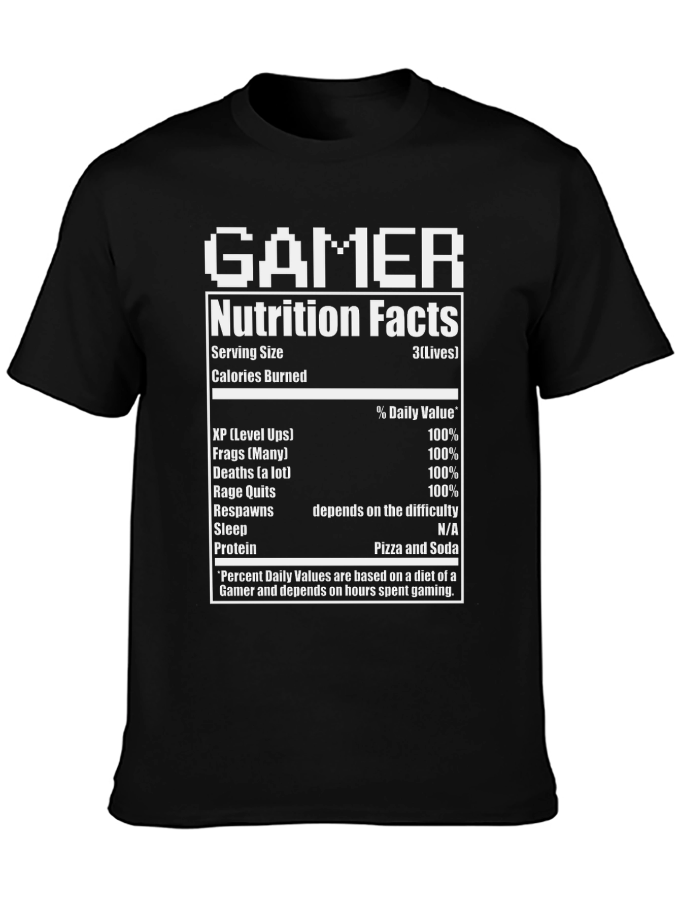 Gamer Nutrition Facts Graphic T-Shirt