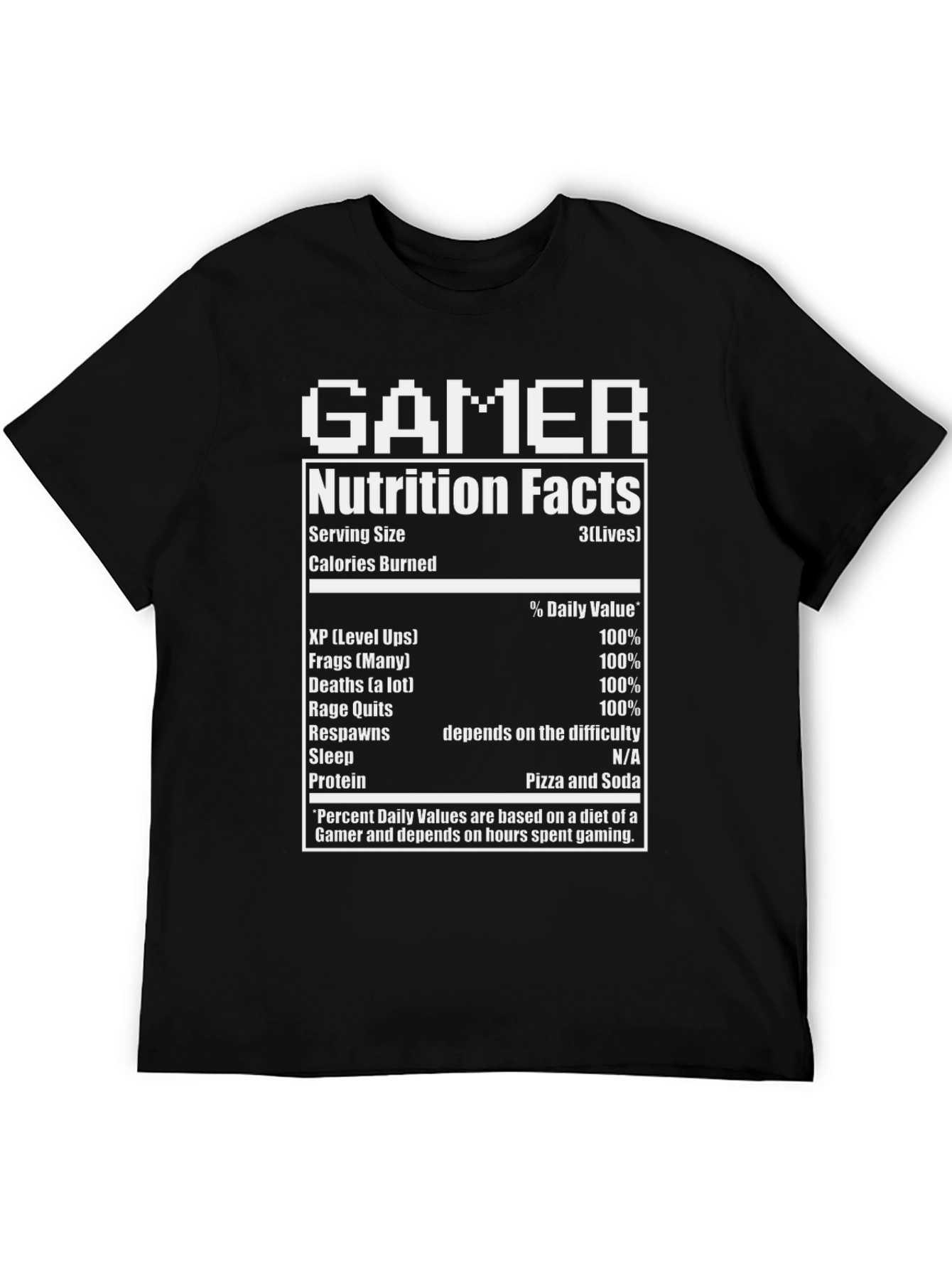 Gamer Nutrition Facts Graphic T-Shirt
