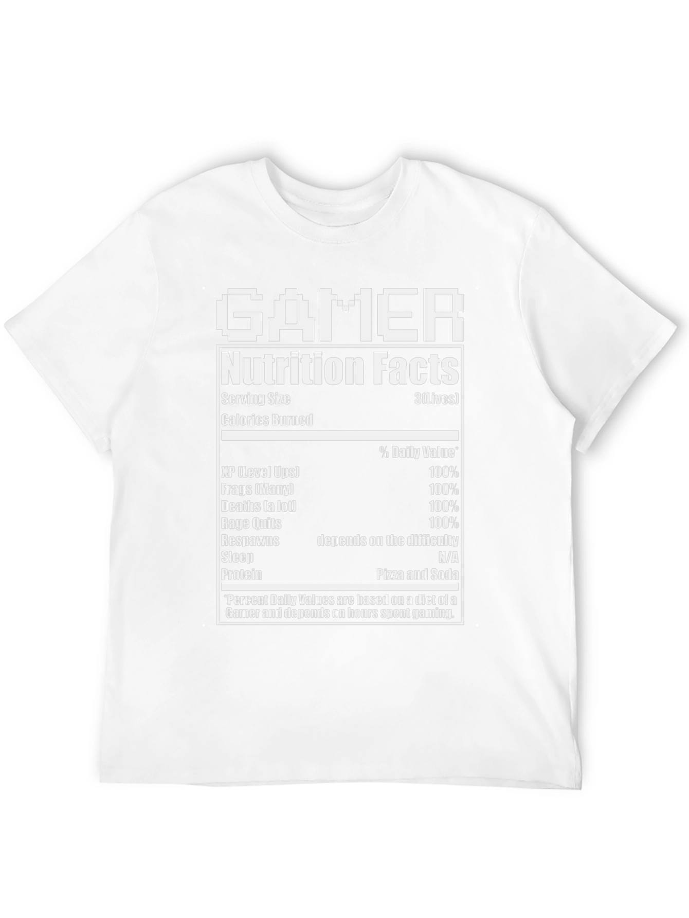 Gamer Nutrition Facts Graphic T-Shirt