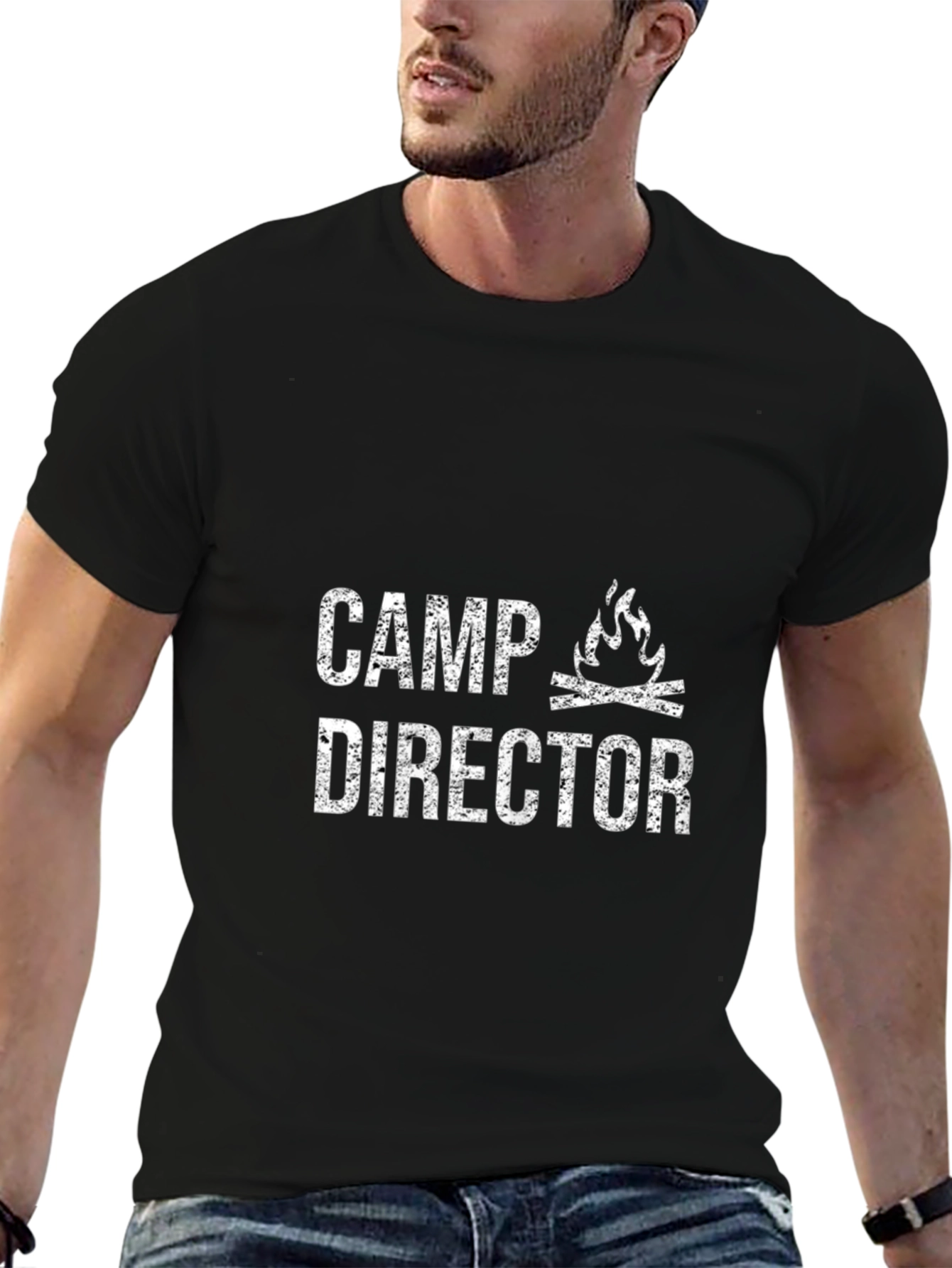 Camp Director Graphic Tee - Black Cotton T-Shirt