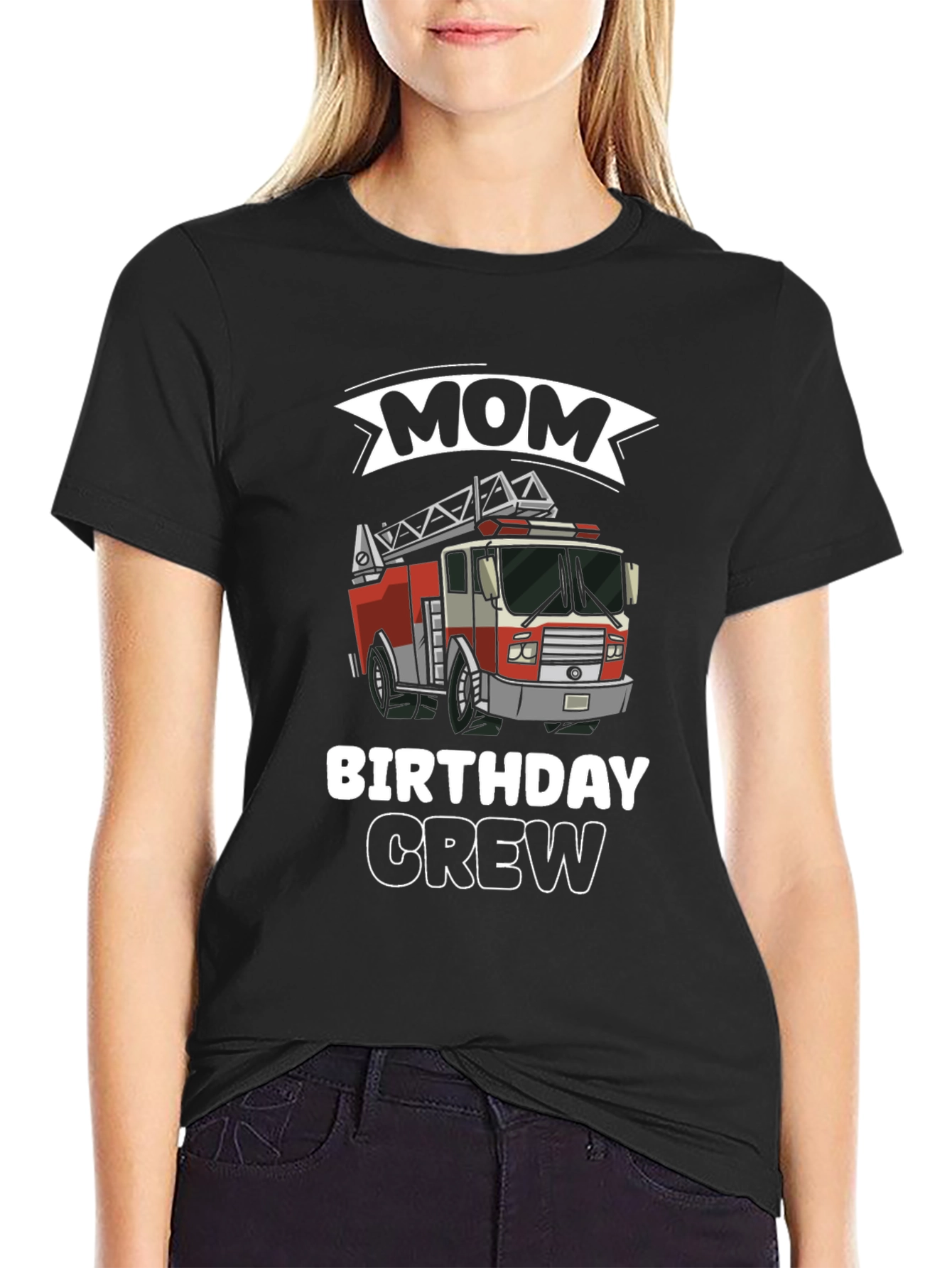 Mom Birthday Crew Firetruck T-Shirt
