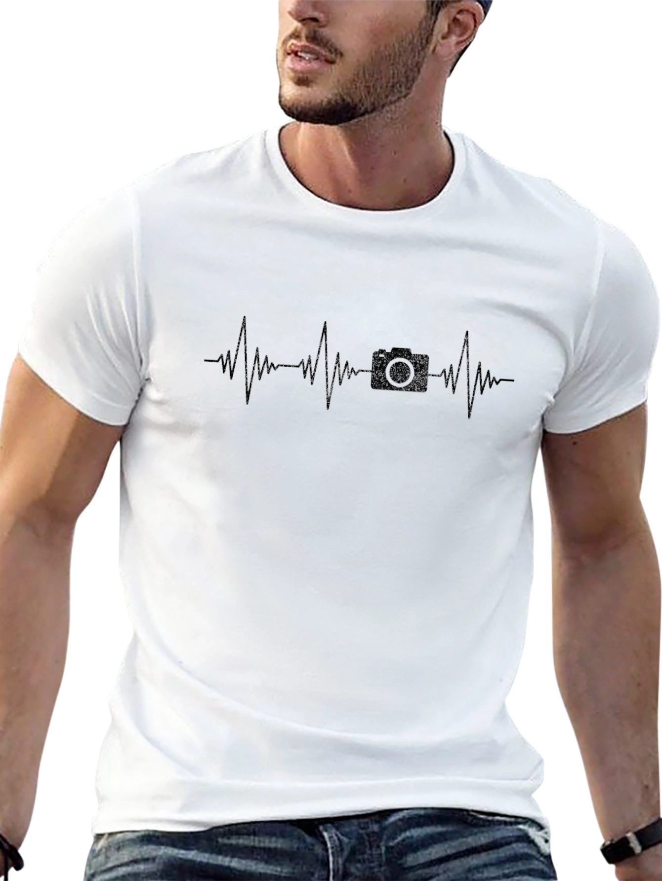 Photographer Heartbeat Black T-Shirt