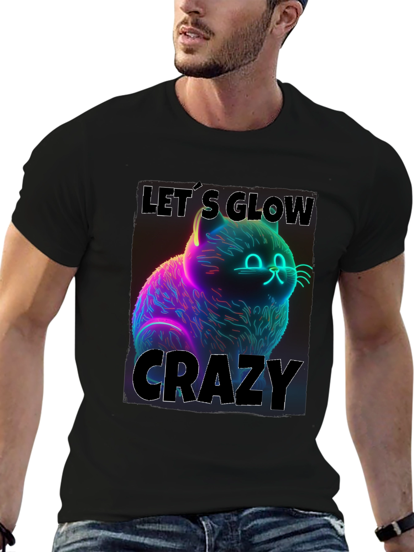 Glow Crazy Cat Graphic Tee