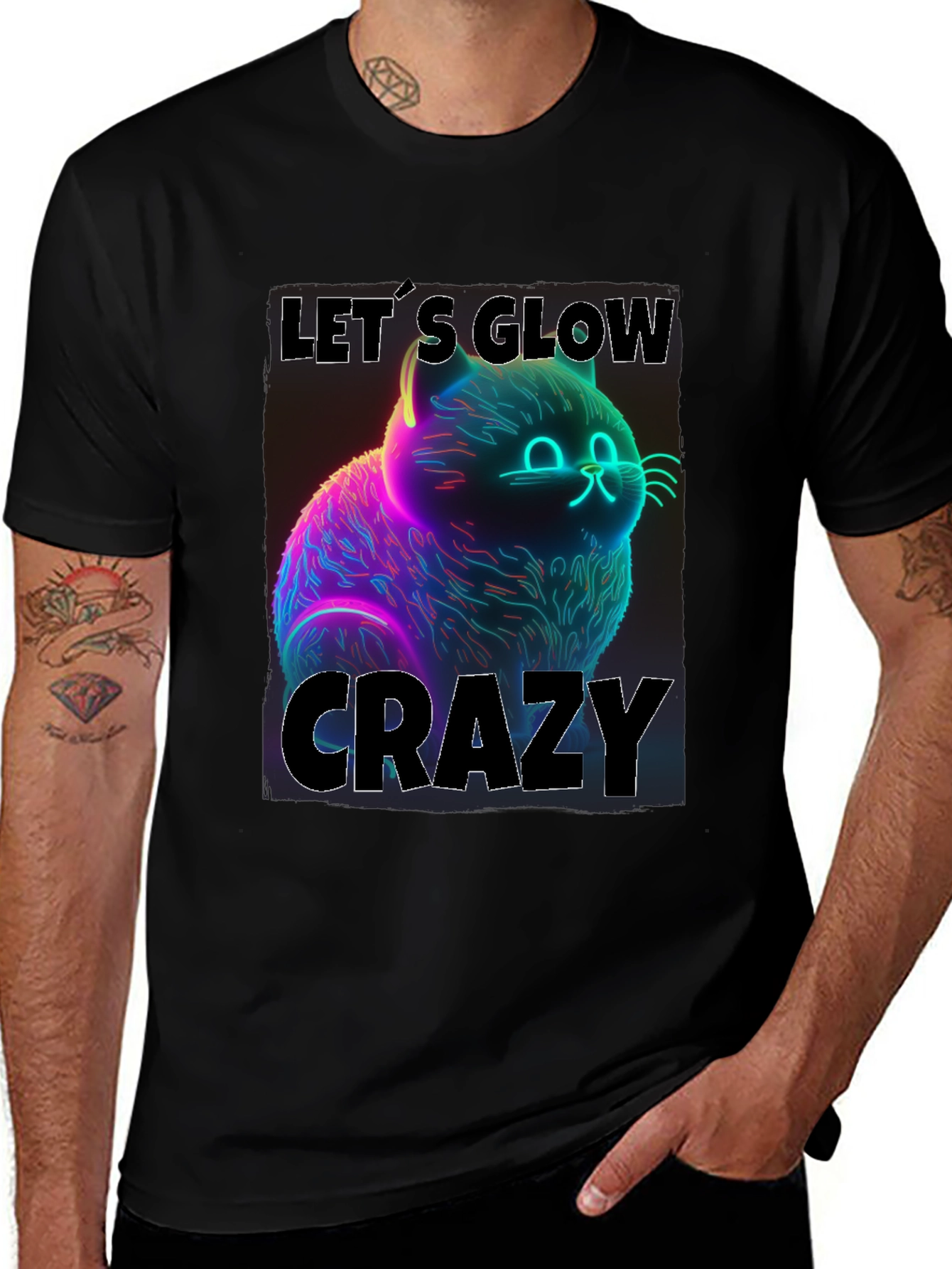 Glow Crazy Cat Graphic Tee