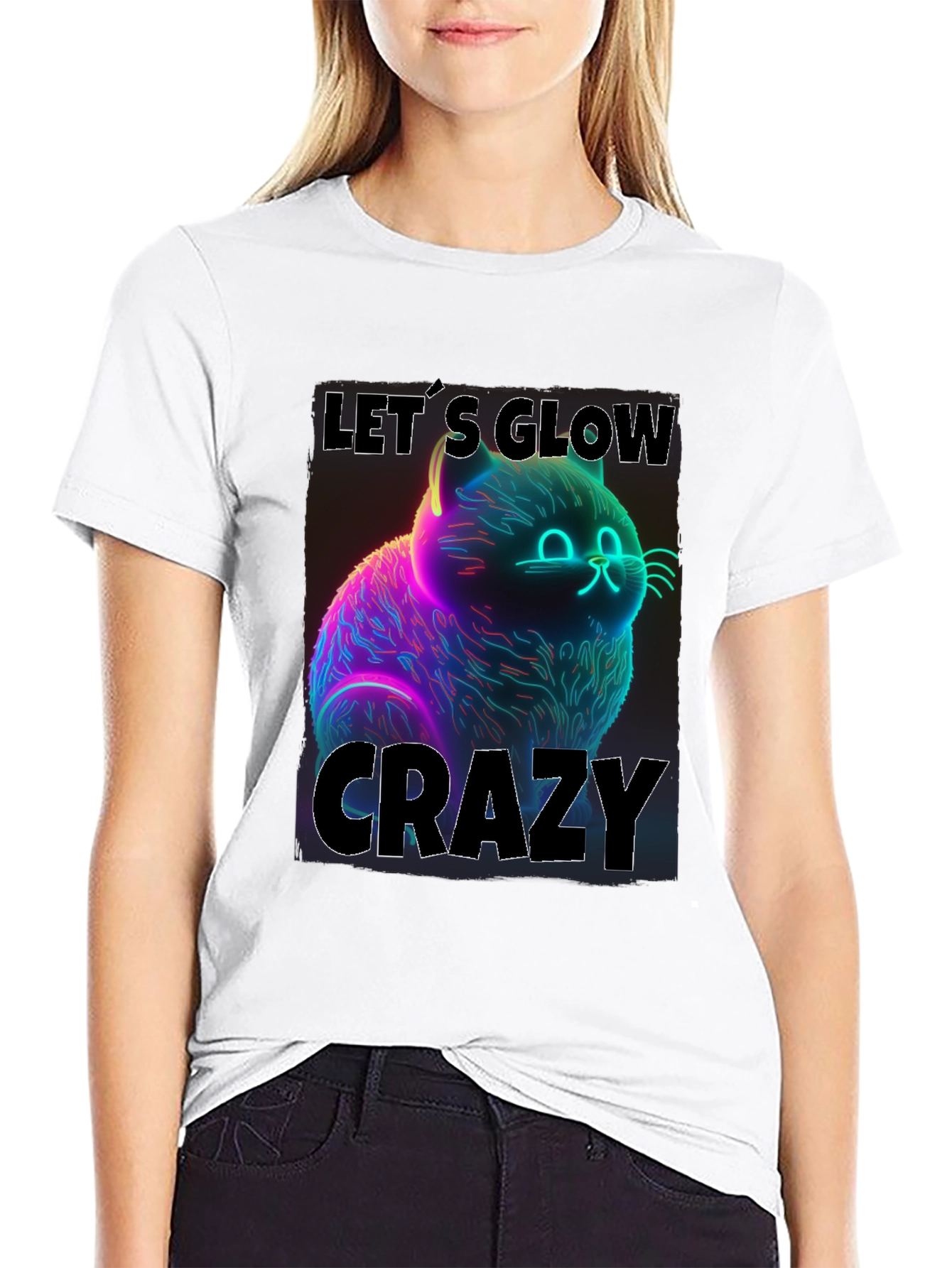 Glow Crazy Cat Graphic Tee
