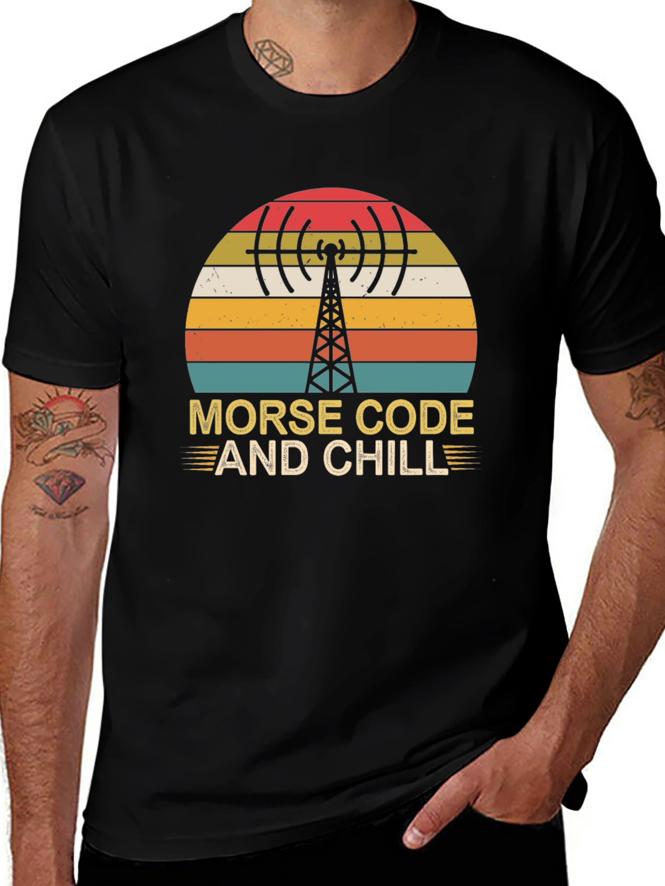 Morse Code & Chill Retro Graphic T-Shirt
