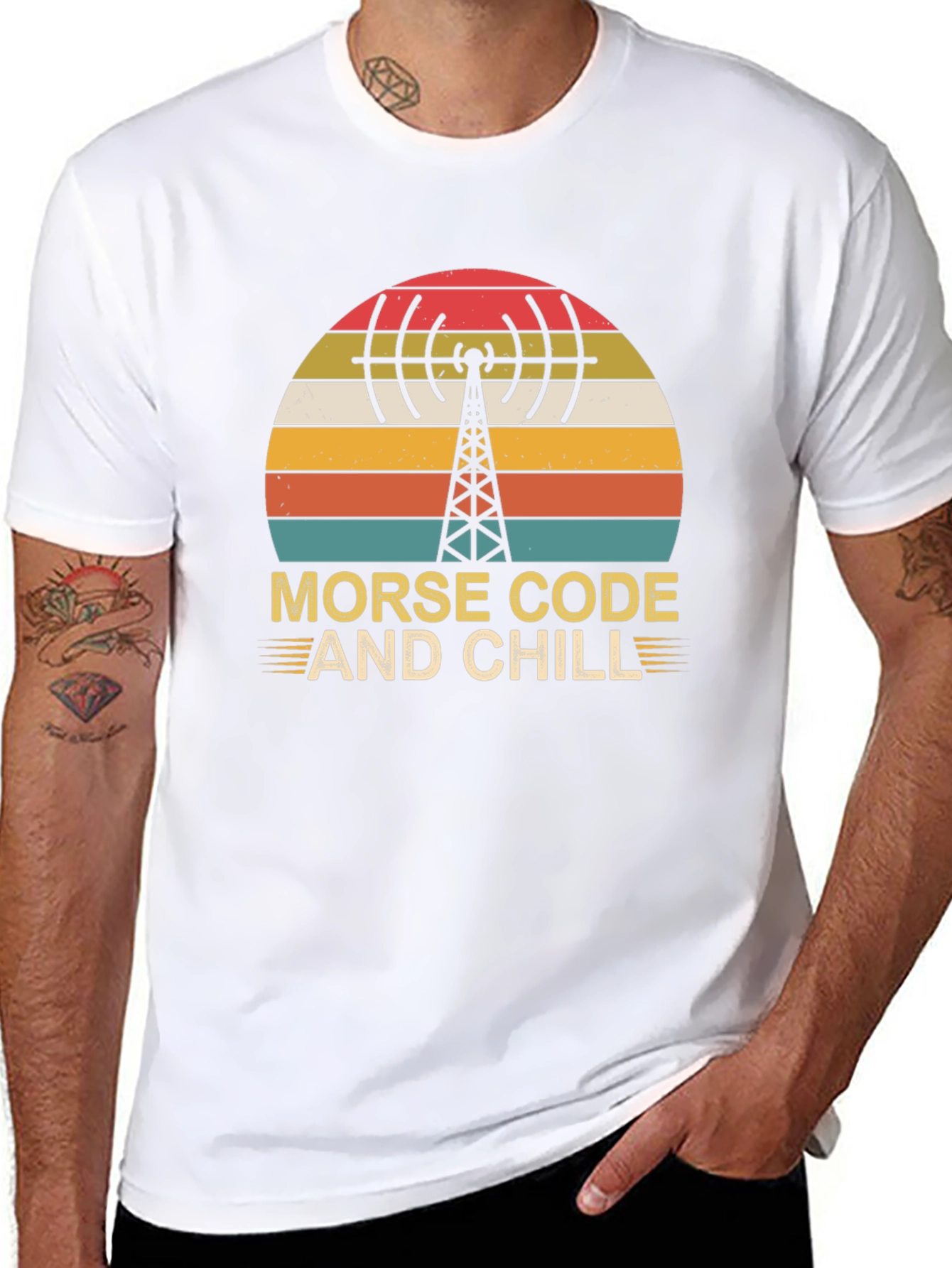 Morse Code & Chill Retro Graphic T-Shirt
