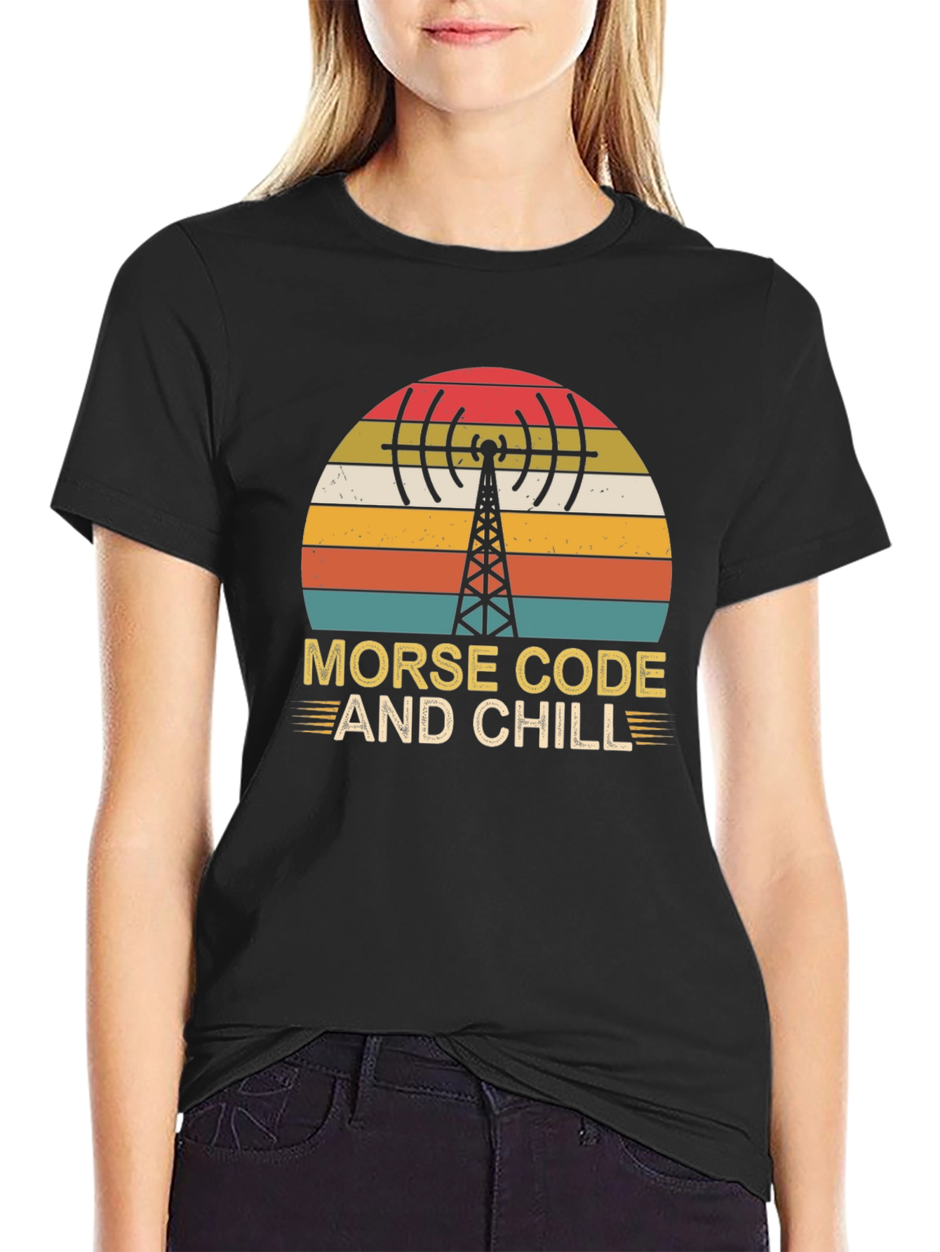 Morse Code & Chill Retro Graphic T-Shirt