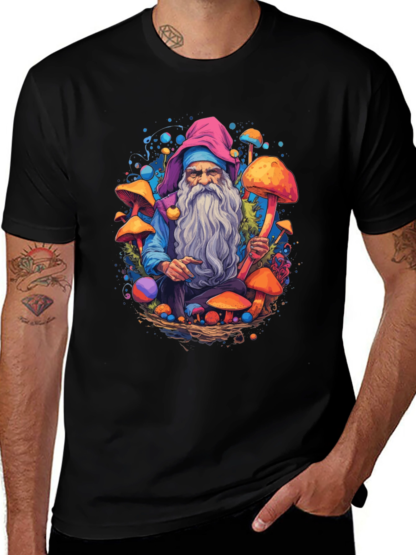 Mushroom Wizard Graphic Tee - Unique Design
