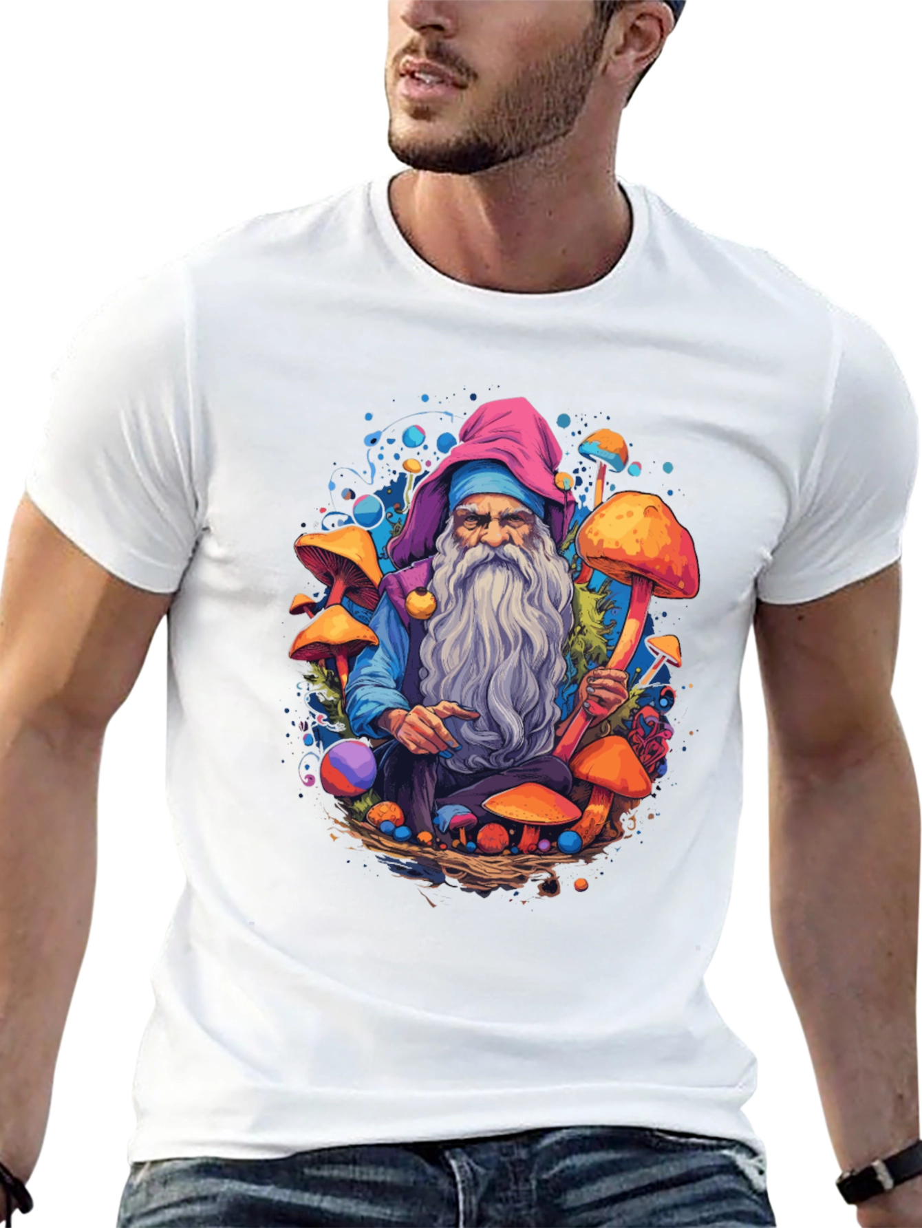 Mushroom Wizard Graphic Tee - Unique Design