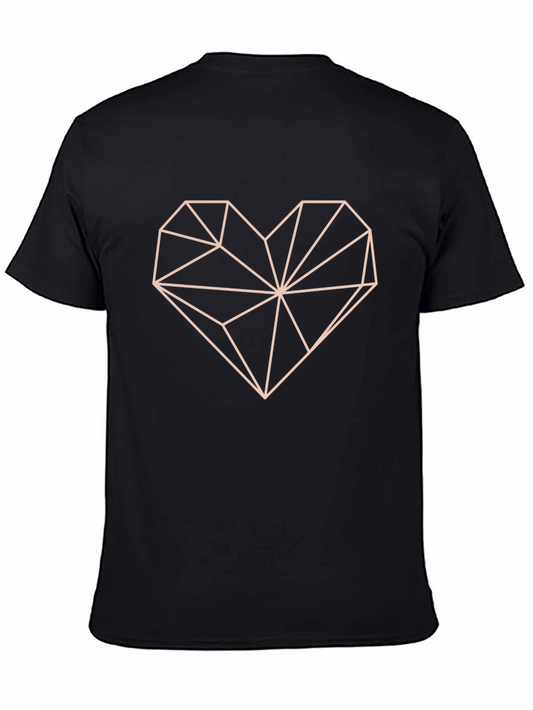 Geometric Heart Graphic Tee - Modern Minimalist Design