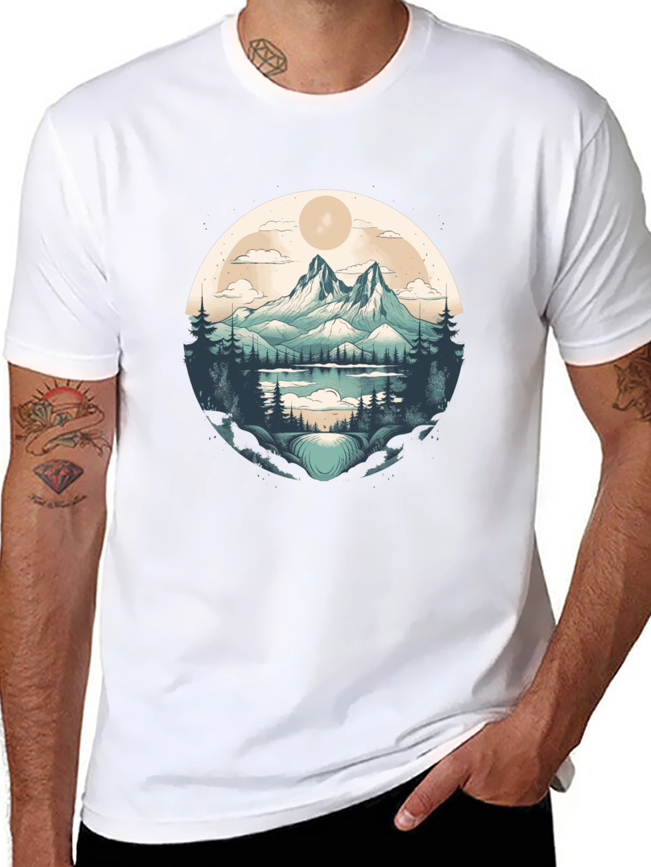 Mountain Lake Graphic Tee - Black
