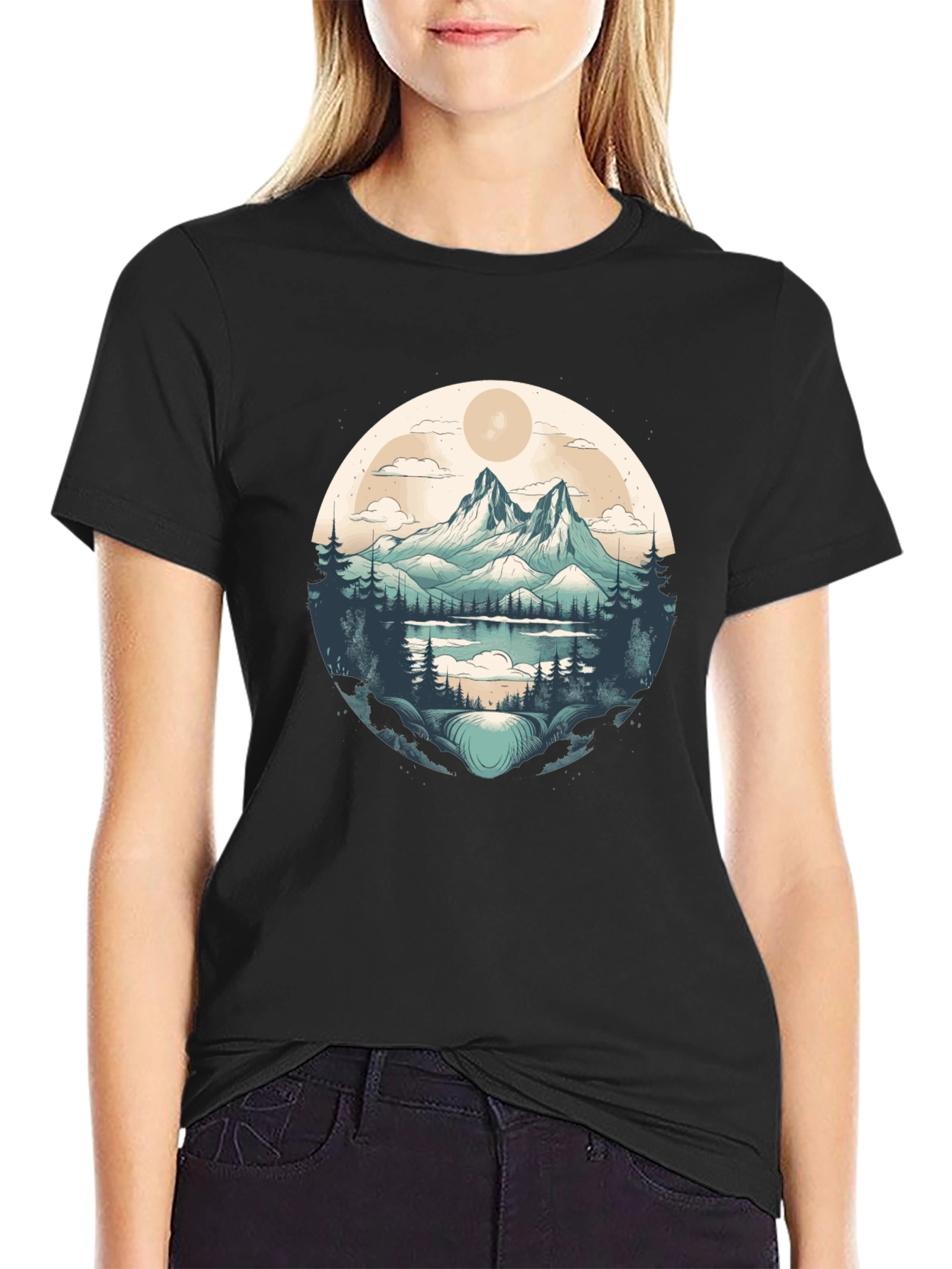 Mountain Lake Graphic Tee - Black
