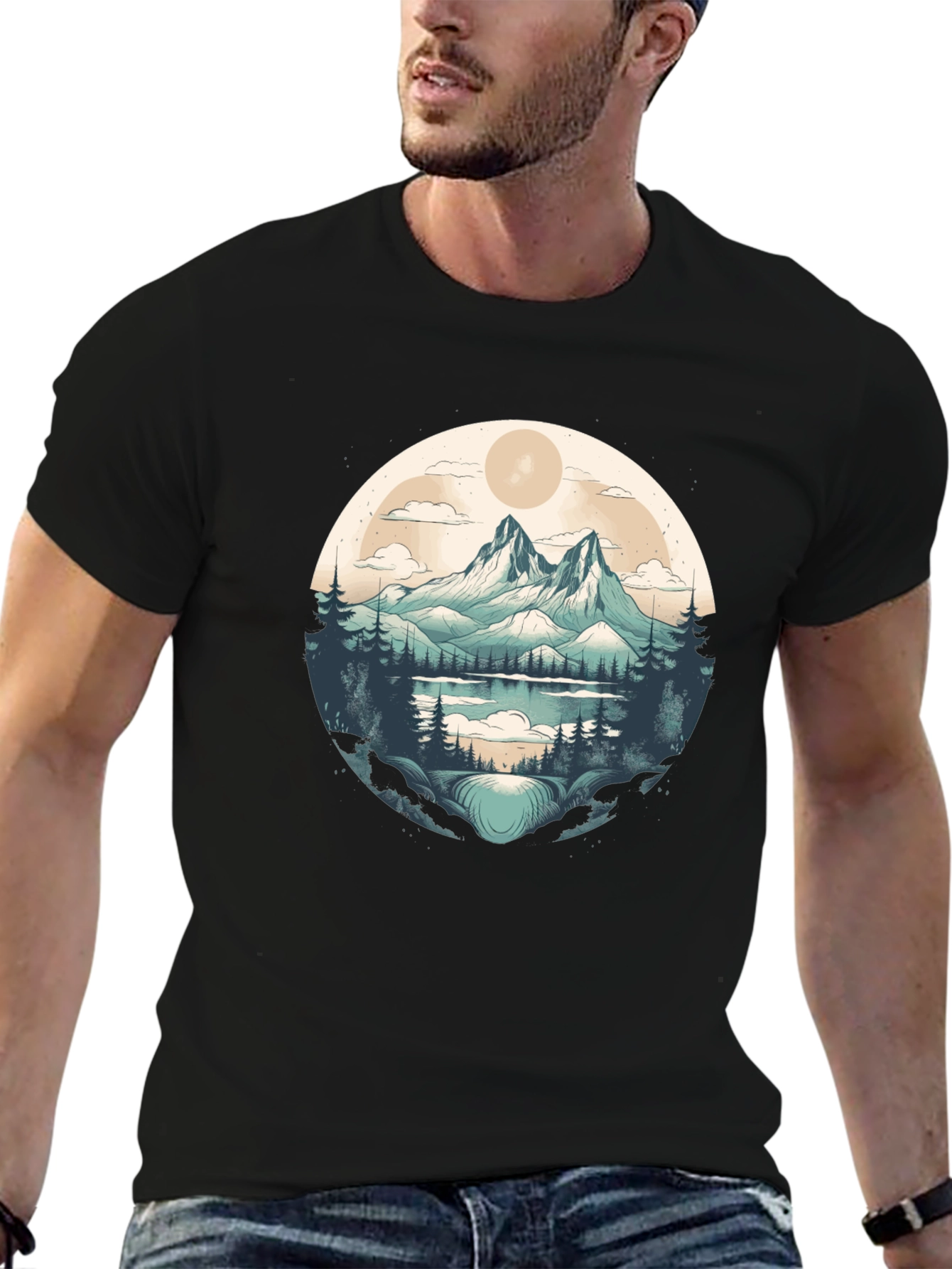 Mountain Lake Graphic Tee - Black
