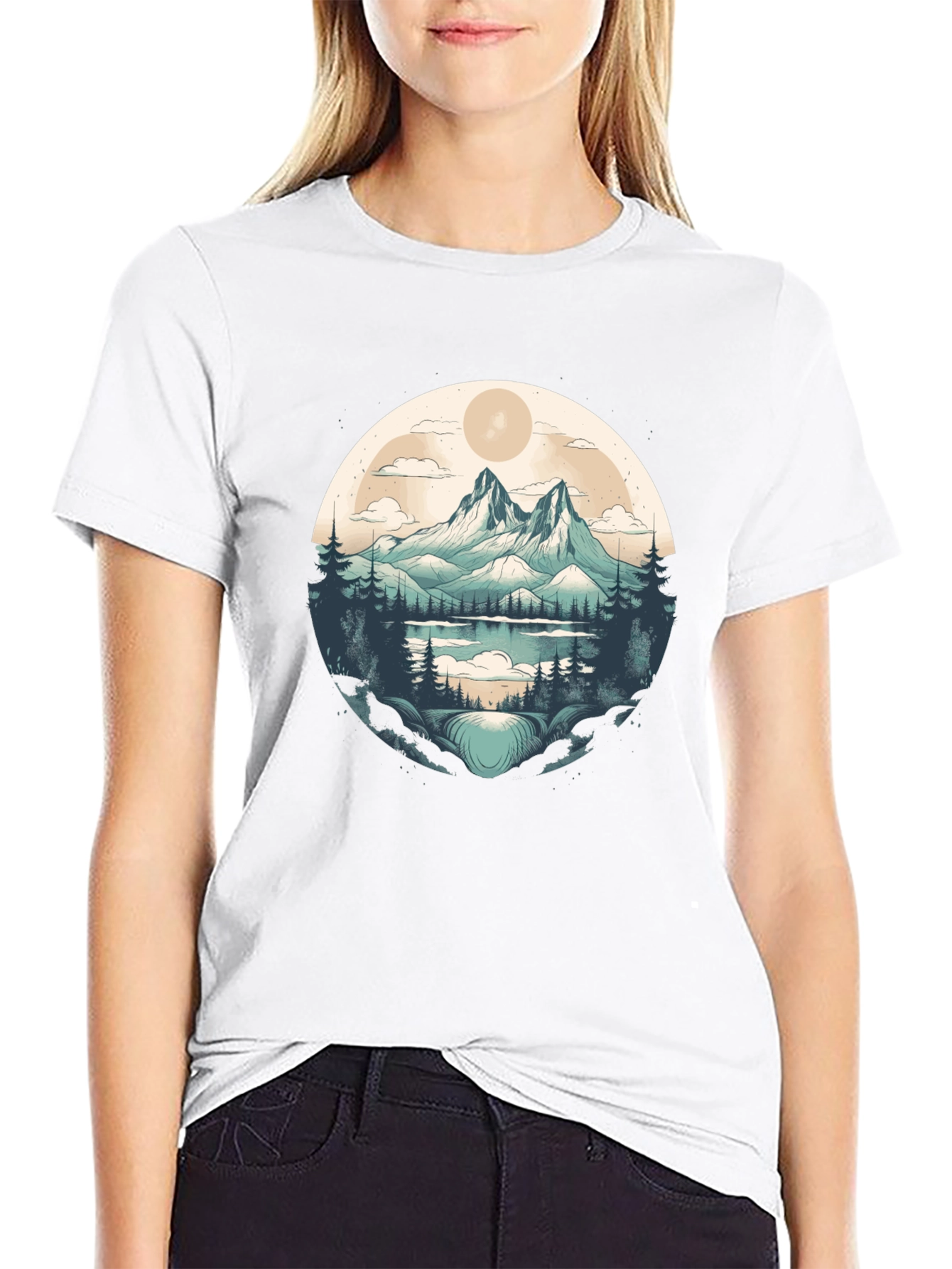 Mountain Lake Graphic Tee - Black
