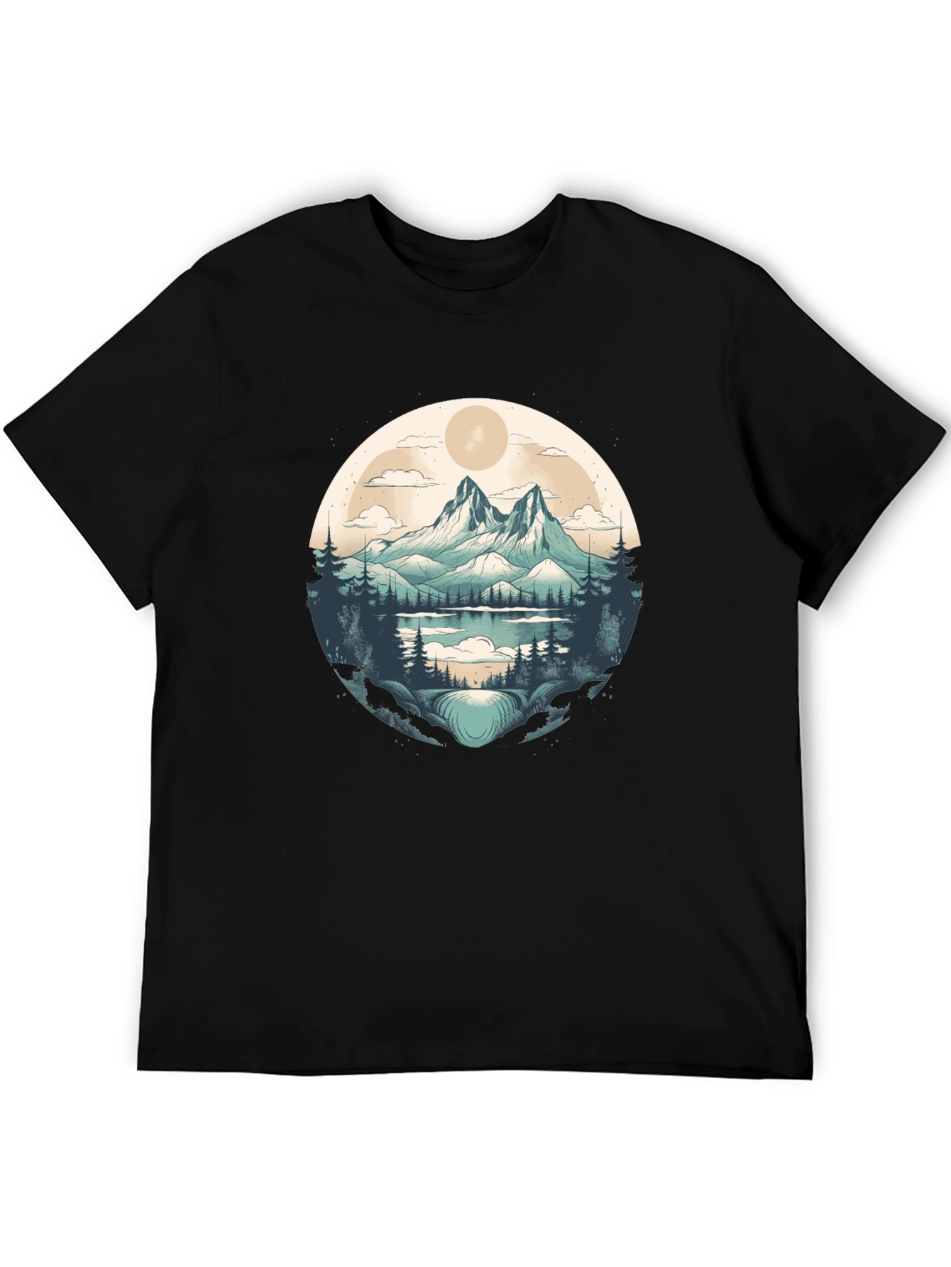 Mountain Lake Graphic Tee - Black