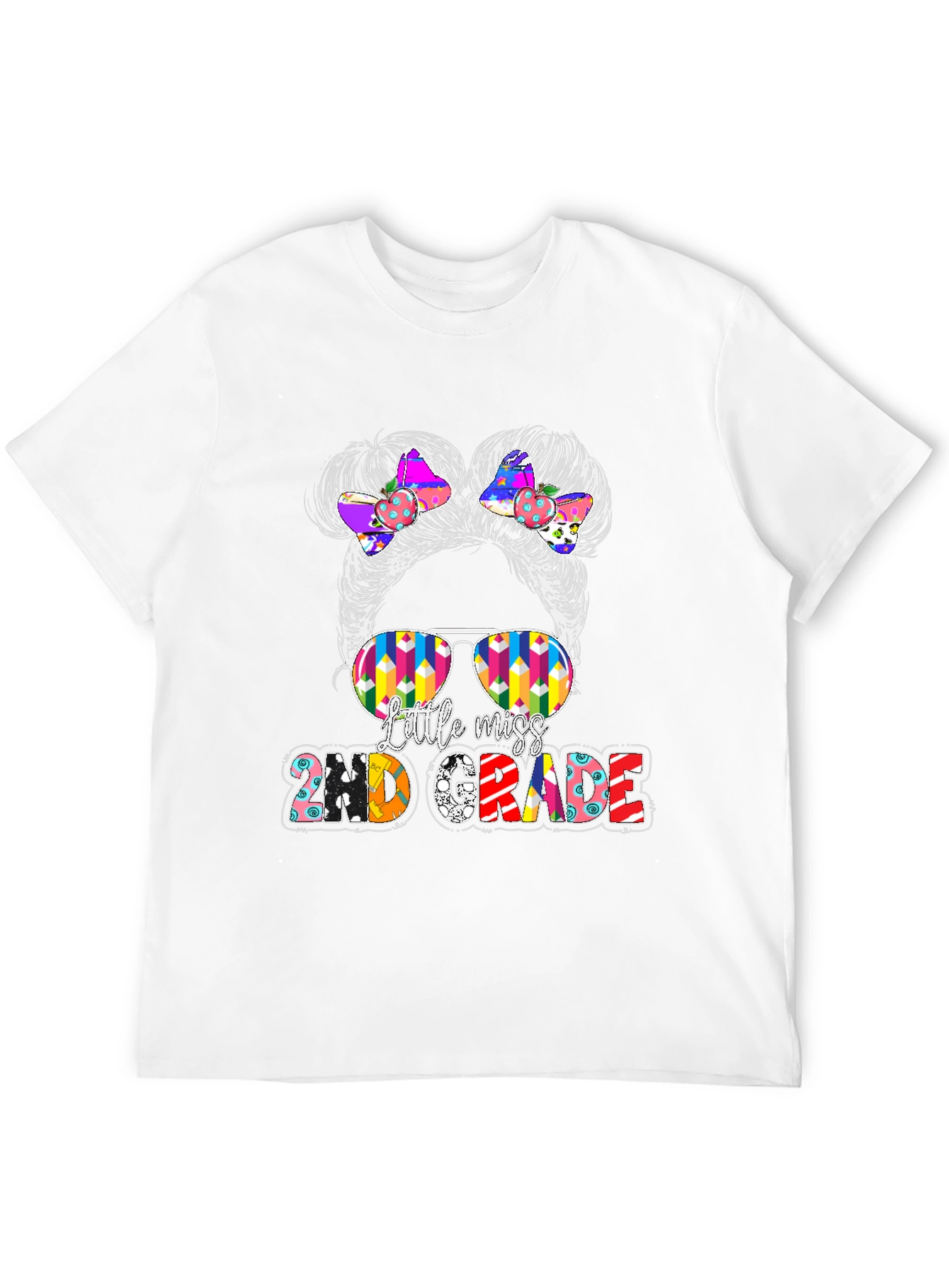 Little Miss 2nd Grade Messy Bun T-Shirt
