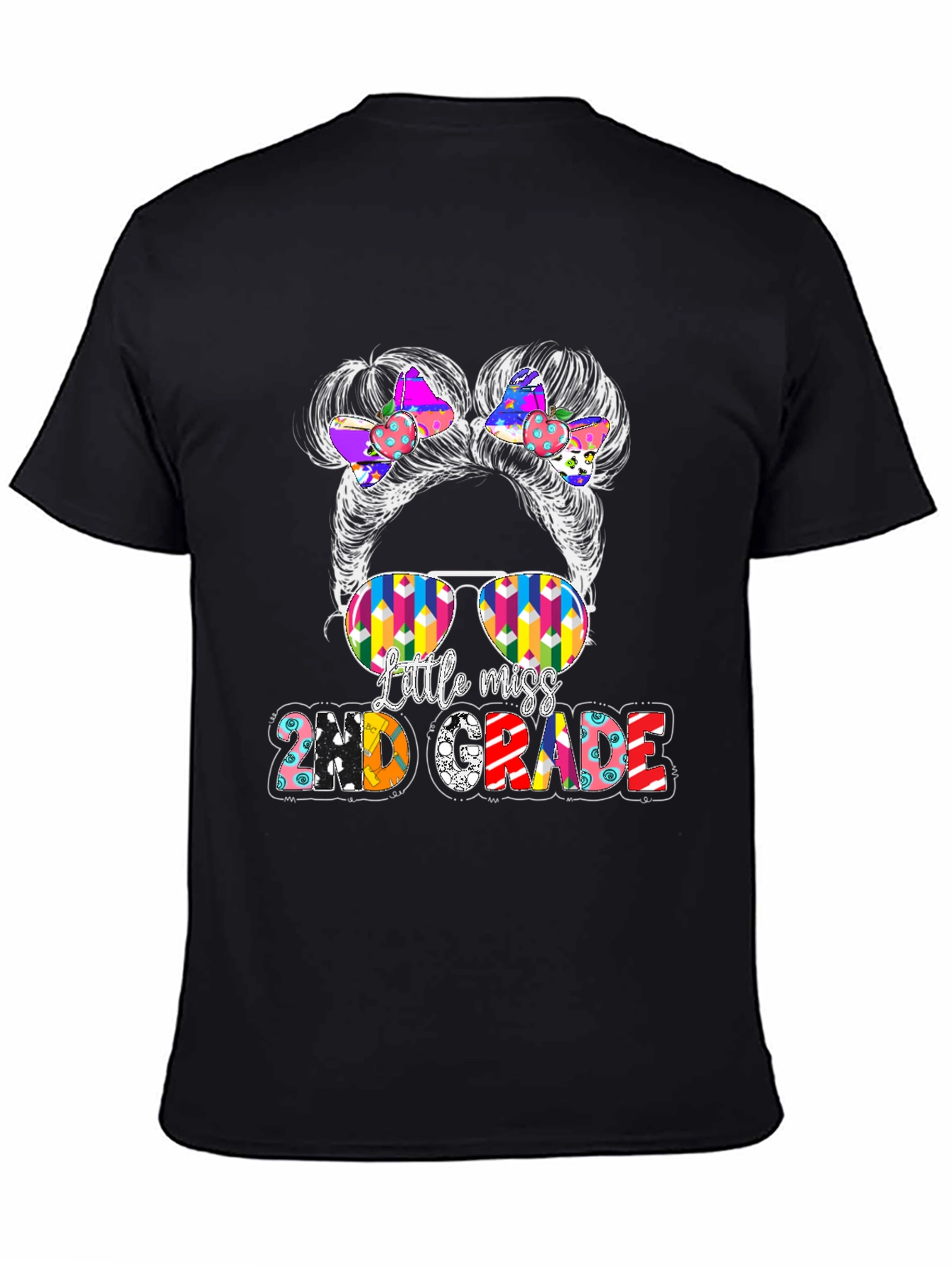 Little Miss 2nd Grade Messy Bun T-Shirt