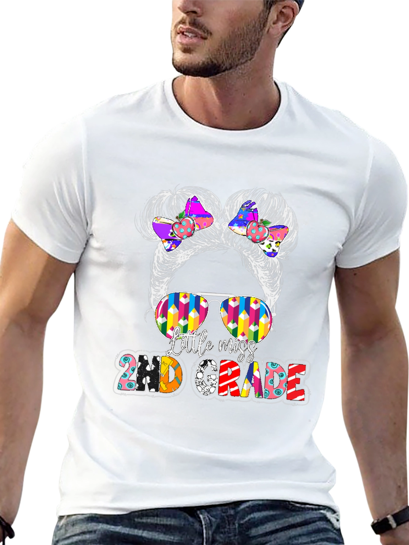 Little Miss 2nd Grade Messy Bun T-Shirt