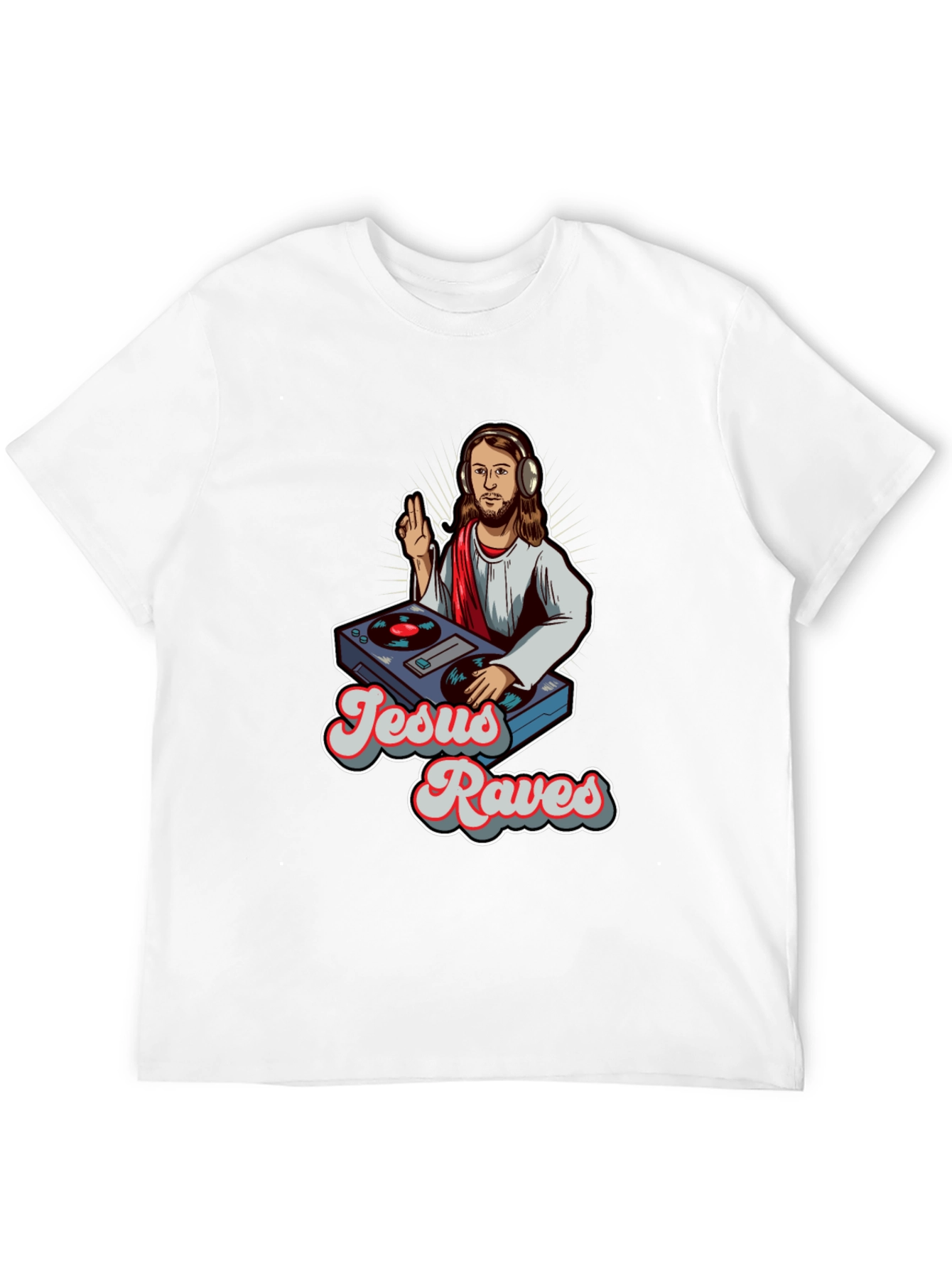 Jesus Raves Graphic Tee - Black Crewneck T-Shirt