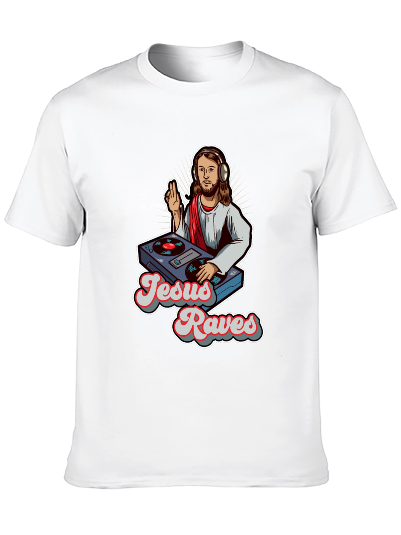 Jesus Raves Graphic Tee - Black Crewneck T-Shirt