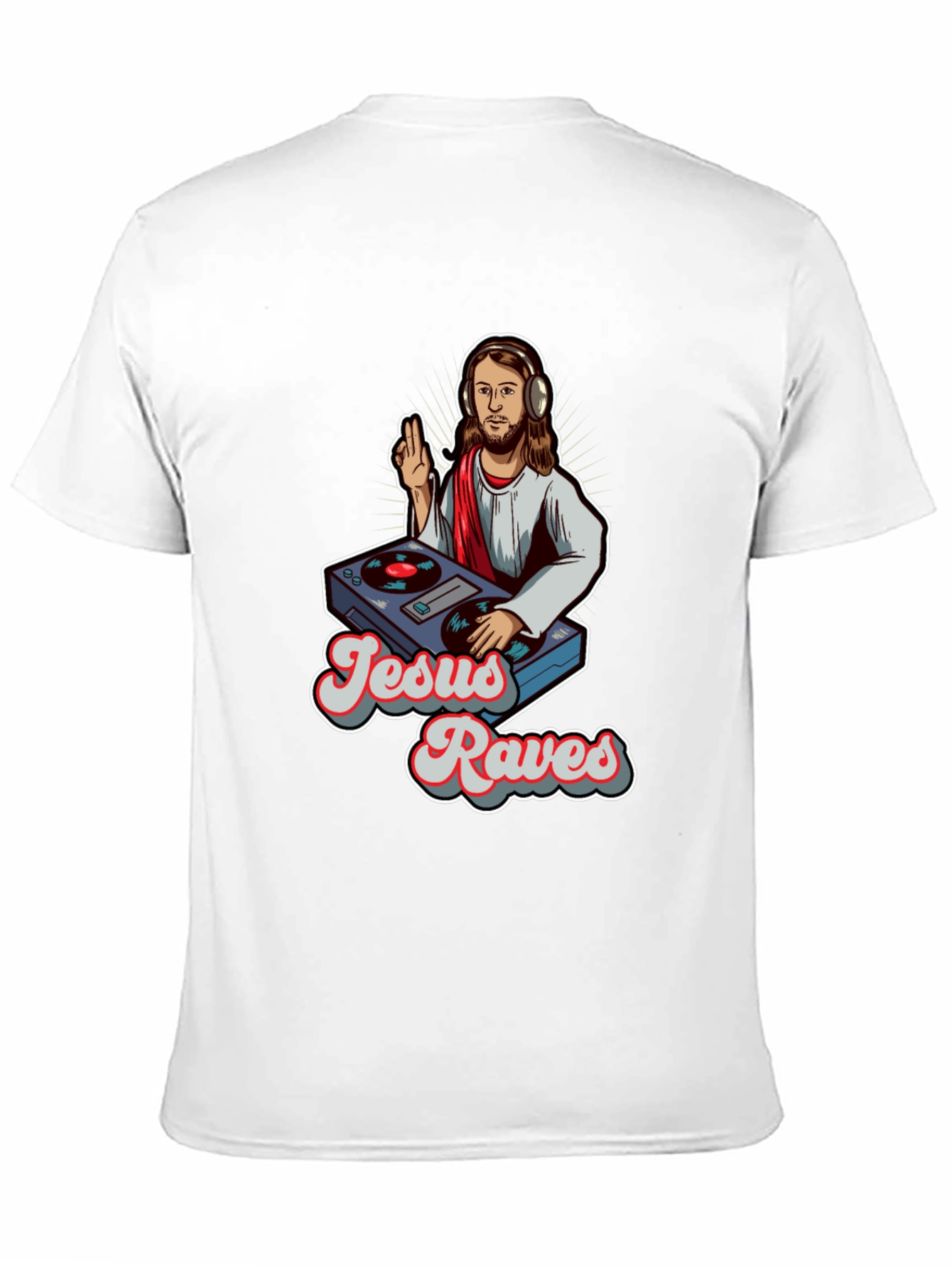 Jesus Raves Graphic Tee - Black Crewneck T-Shirt